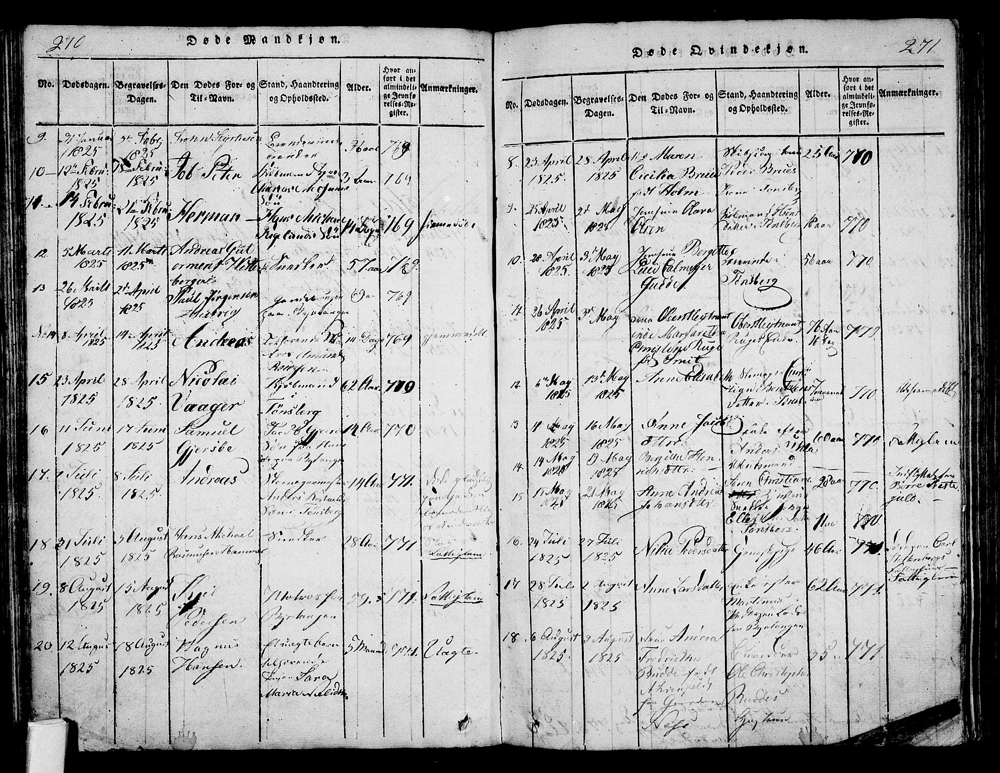Tønsberg kirkebøker, SAKO/A-330/F/Fa/L0004: Parish register (official) no. I 4, 1813-1826, p. 270-271