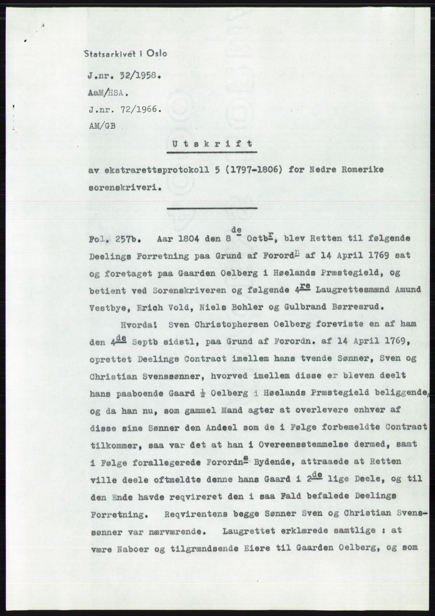 Statsarkivet i Oslo, AV/SAO-A-10621/Z/Zd/L0008: Avskrifter, j.nr 14-1096/1958, 1958, p. 5