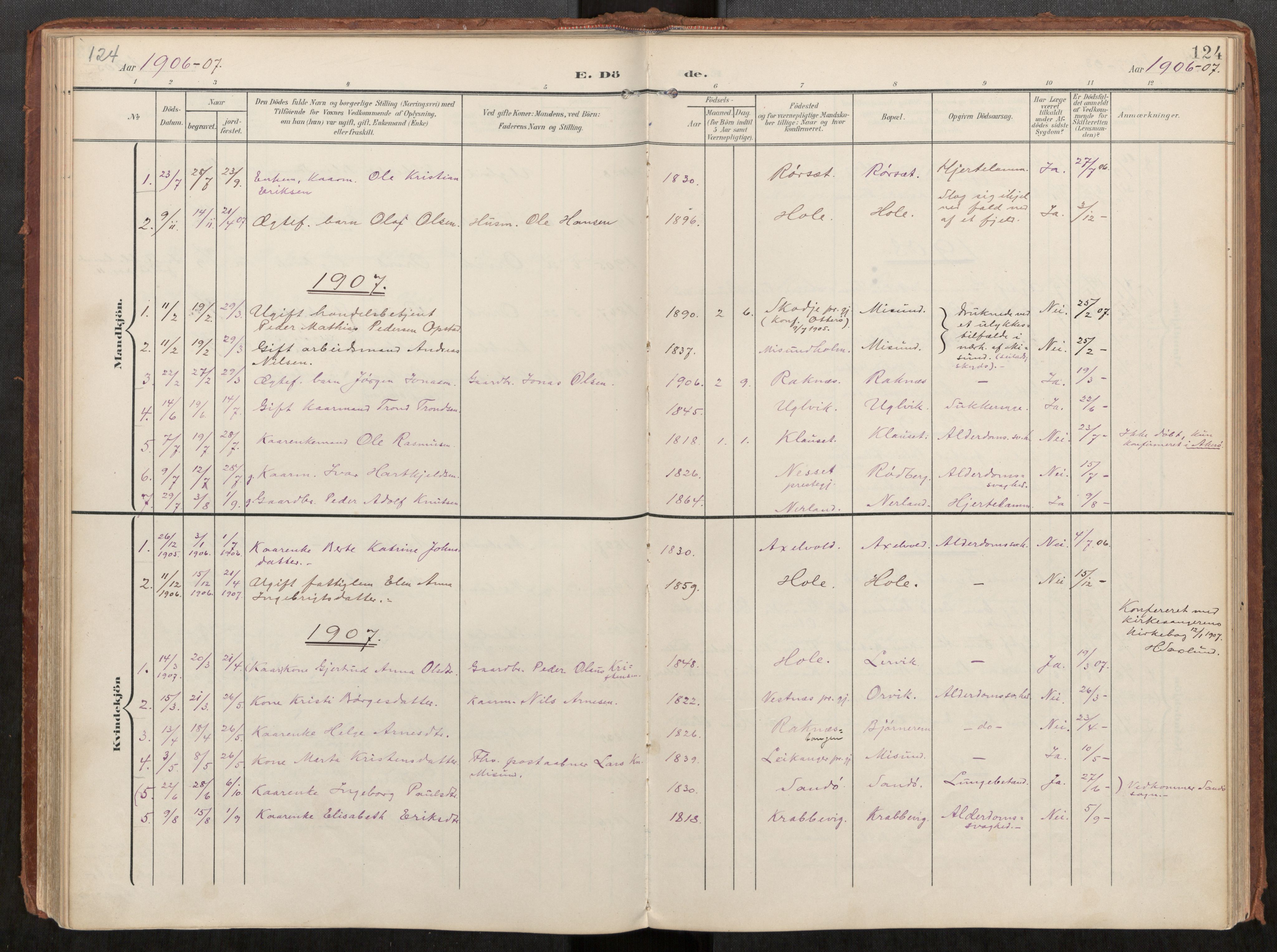 Ministerialprotokoller, klokkerbøker og fødselsregistre - Møre og Romsdal, AV/SAT-A-1454/563/L0740: Parish register (official) no. 563A02, 1903-1923, p. 124