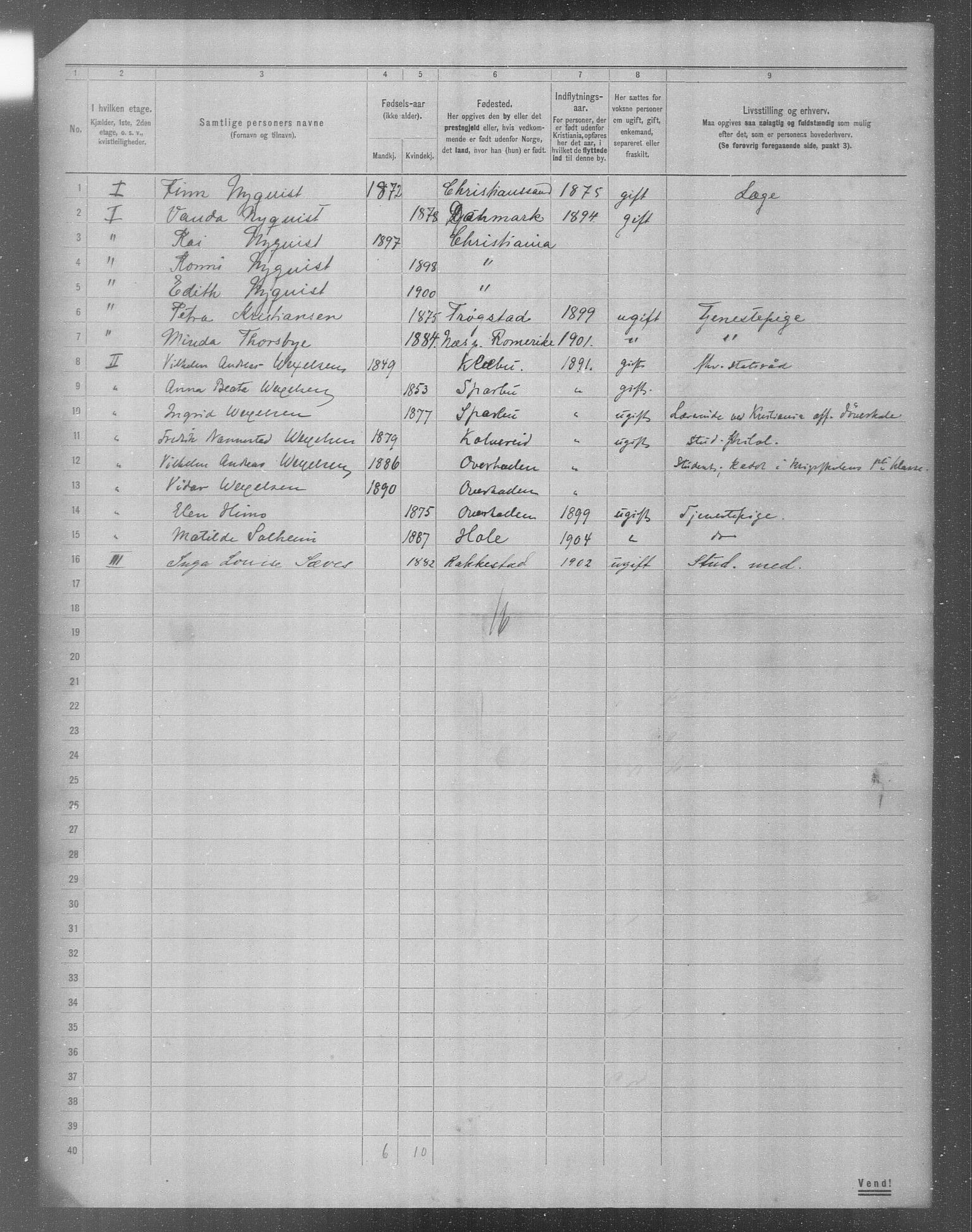 OBA, Municipal Census 1904 for Kristiania, 1904, p. 11354