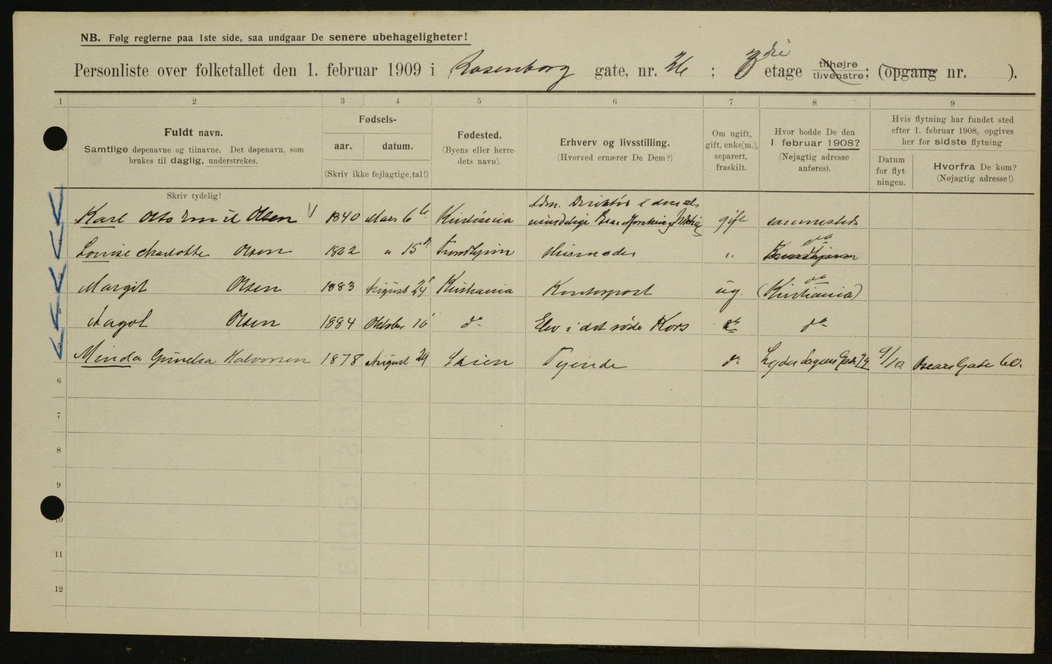 OBA, Municipal Census 1909 for Kristiania, 1909, p. 75850