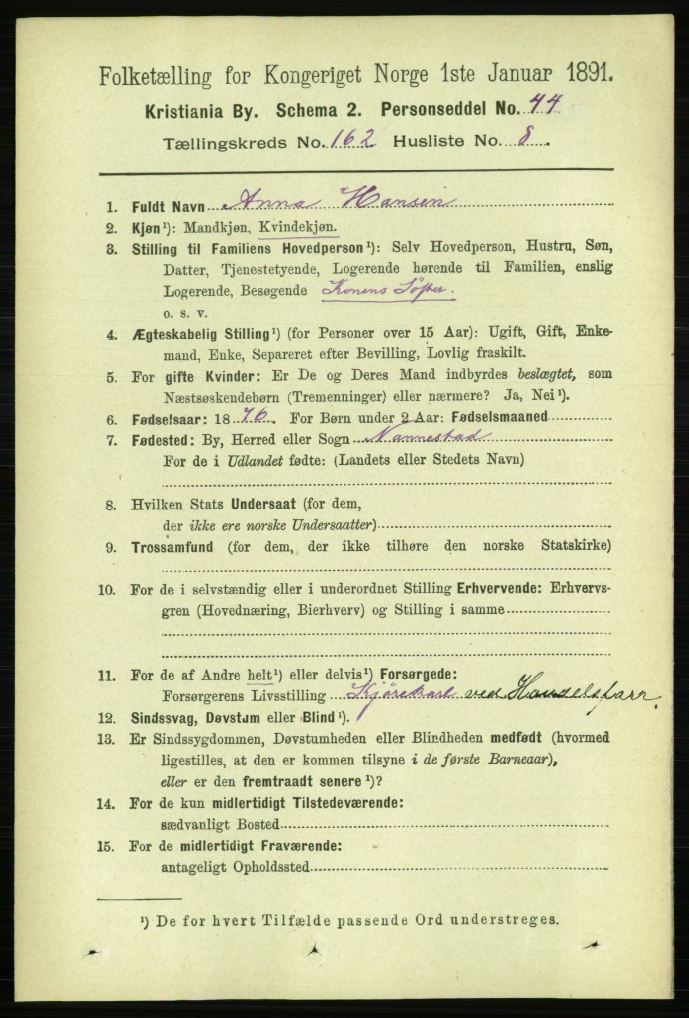 RA, 1891 census for 0301 Kristiania, 1891, p. 93216