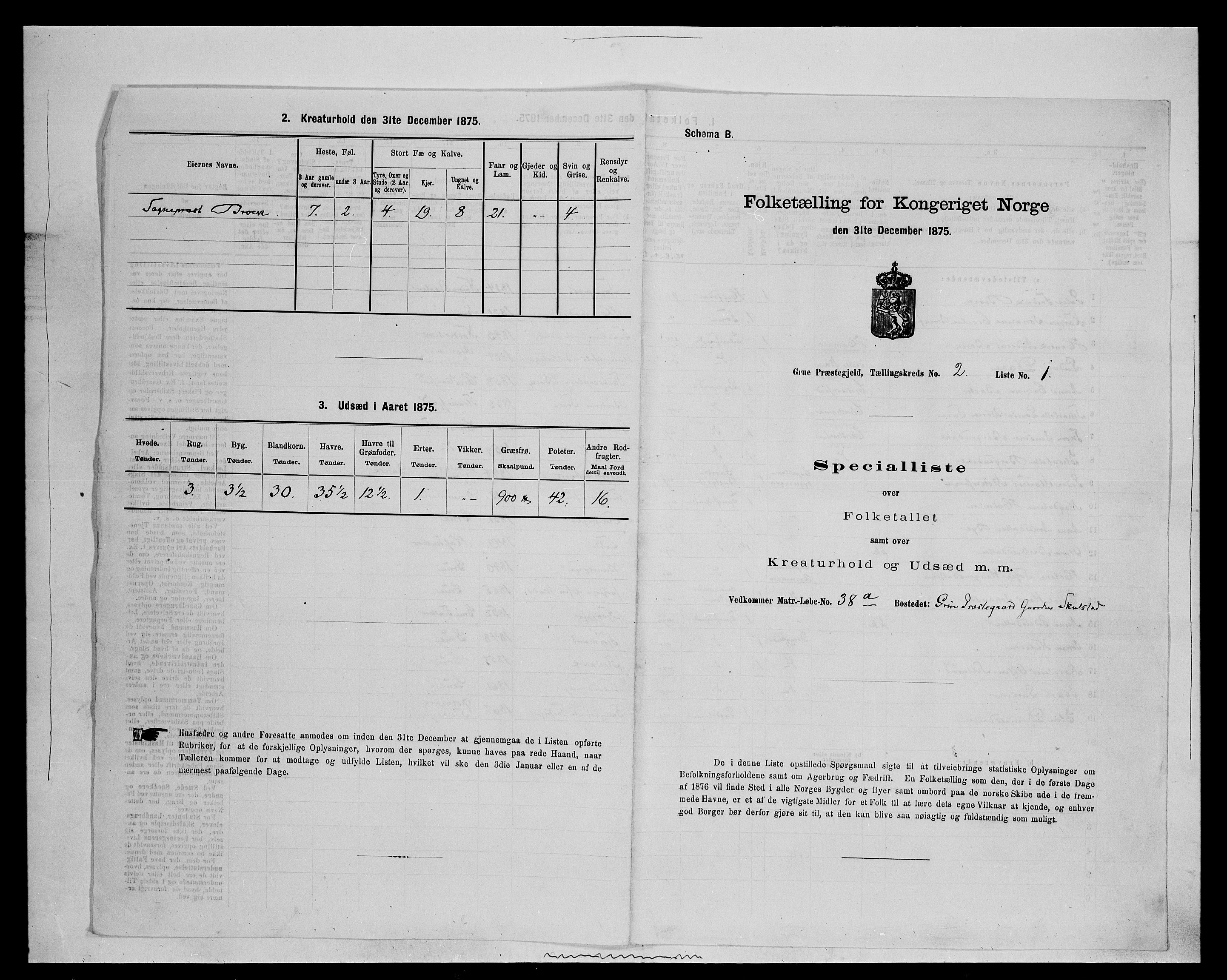 SAH, 1875 census for 0423P Grue, 1875, p. 376