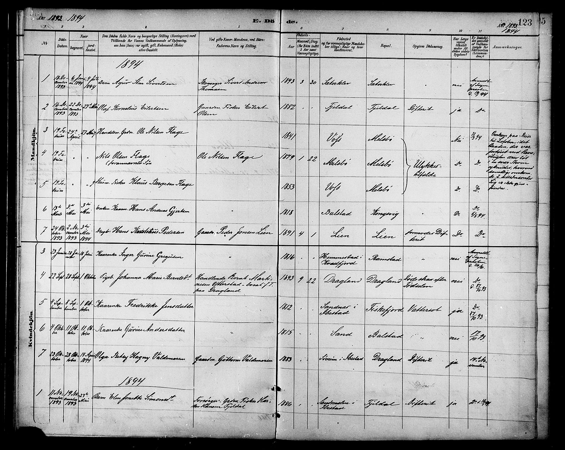 Ministerialprotokoller, klokkerbøker og fødselsregistre - Nordland, AV/SAT-A-1459/865/L0924: Parish register (official) no. 865A02, 1885-1896, p. 123