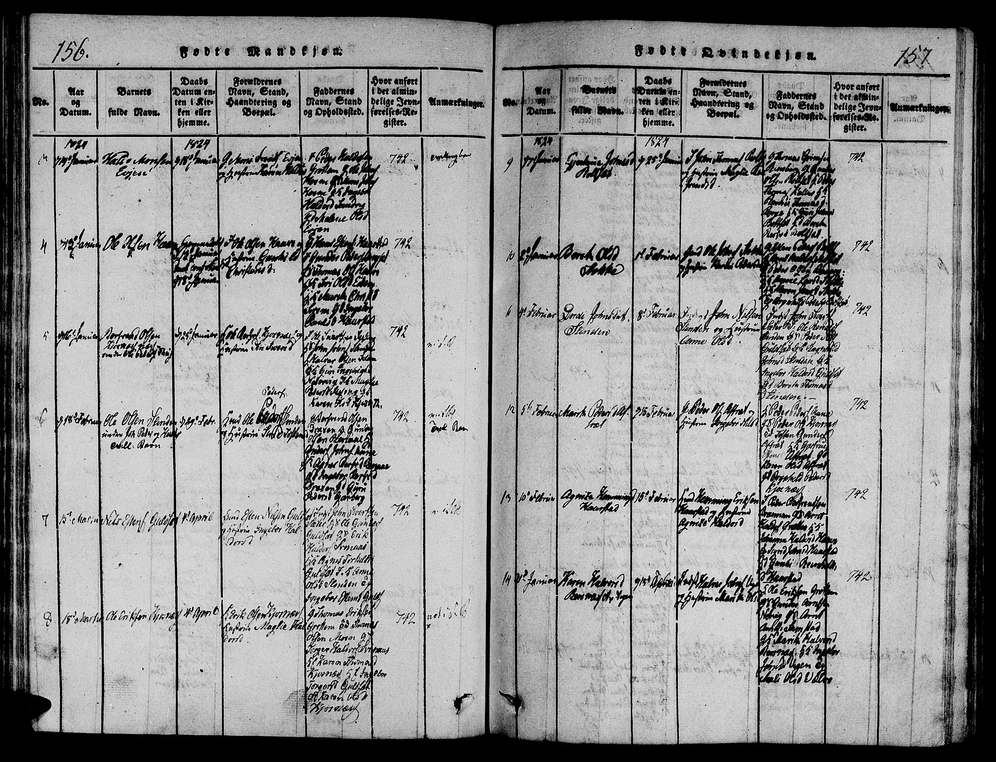 Ministerialprotokoller, klokkerbøker og fødselsregistre - Sør-Trøndelag, SAT/A-1456/695/L1141: Parish register (official) no. 695A04 /1, 1816-1824, p. 156-157
