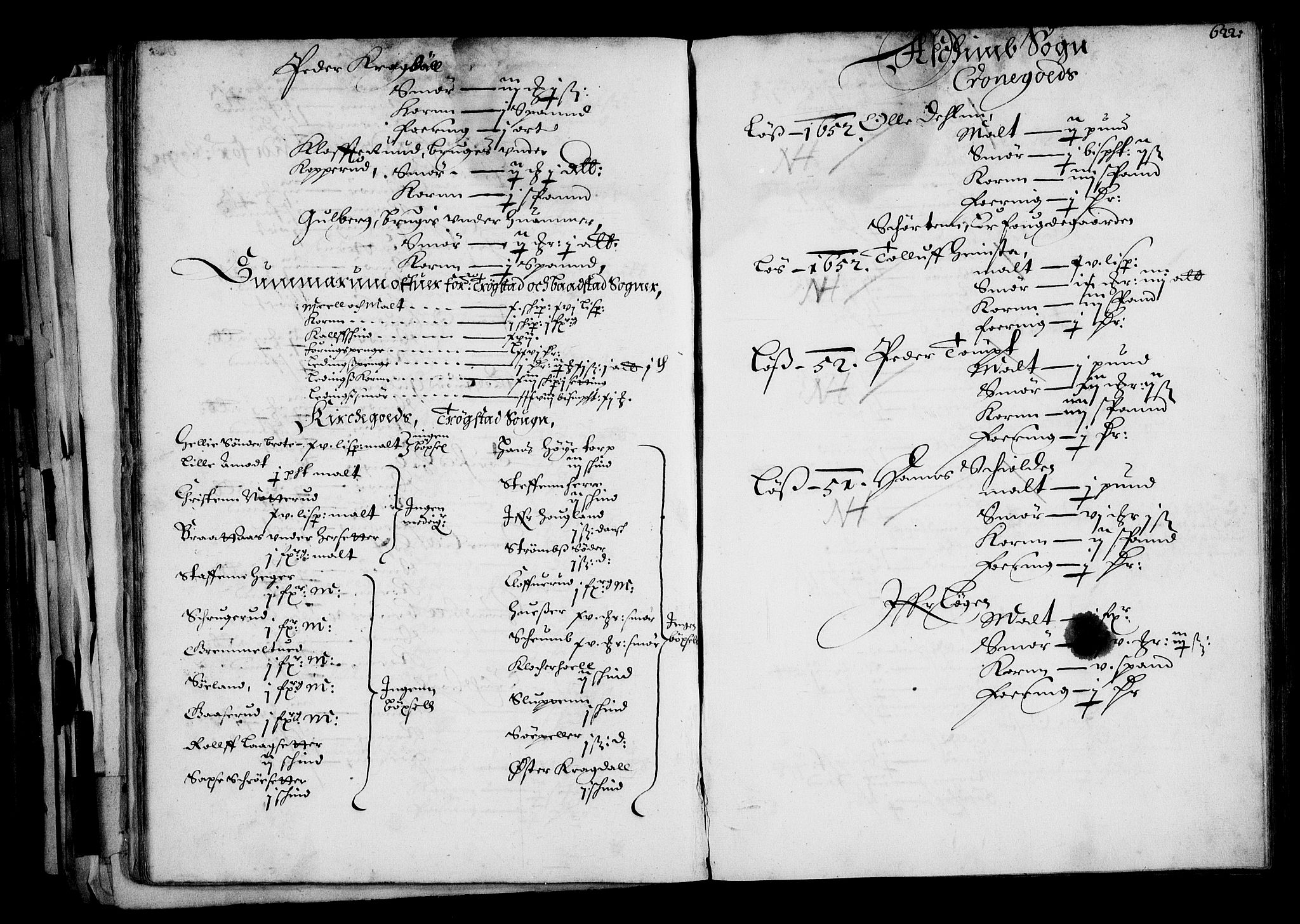 Rentekammeret inntil 1814, Realistisk ordnet avdeling, AV/RA-EA-4070/N/Na/L0001: [XI f]: Akershus stifts jordebok, 1652, p. 621b-622a