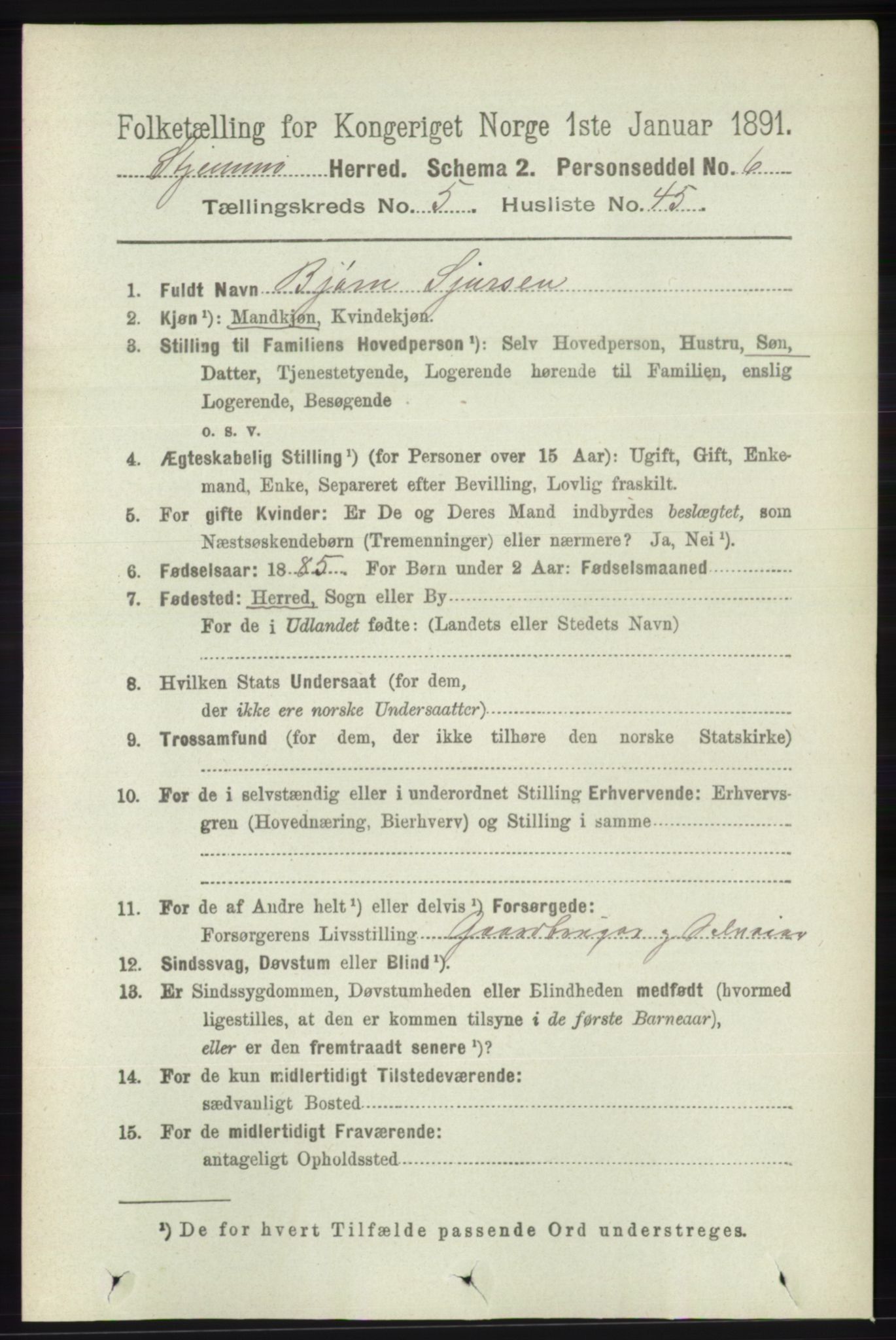 RA, 1891 census for 1140 Sjernarøy, 1891, p. 1017