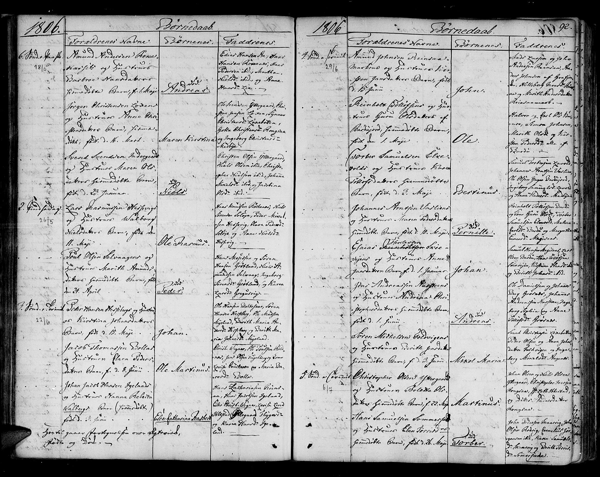 Ibestad sokneprestembete, AV/SATØ-S-0077/H/Ha/Haa/L0004kirke: Parish register (official) no. 4, 1801-1824, p. 92