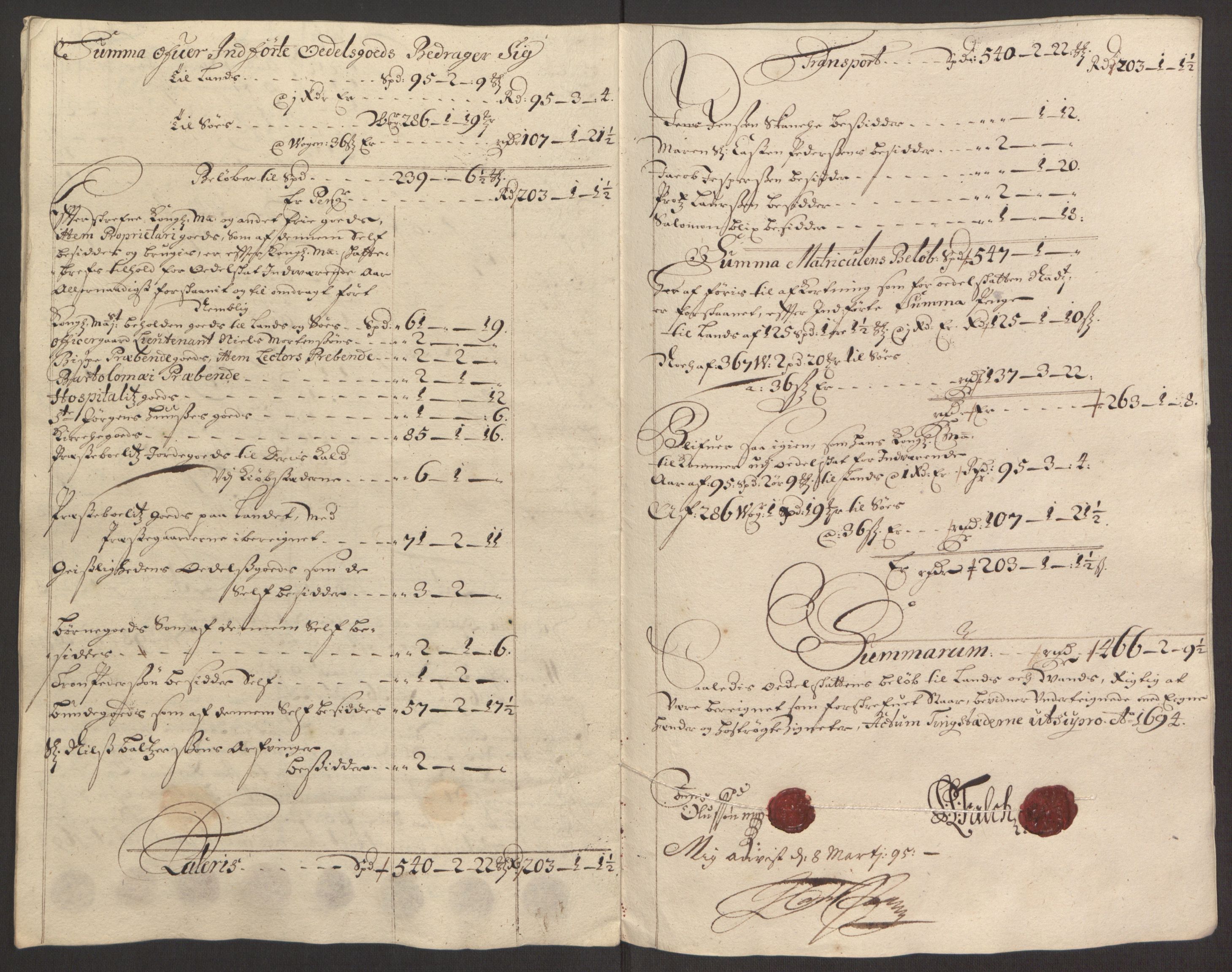 Rentekammeret inntil 1814, Reviderte regnskaper, Fogderegnskap, AV/RA-EA-4092/R64/L4424: Fogderegnskap Namdal, 1692-1695, p. 350