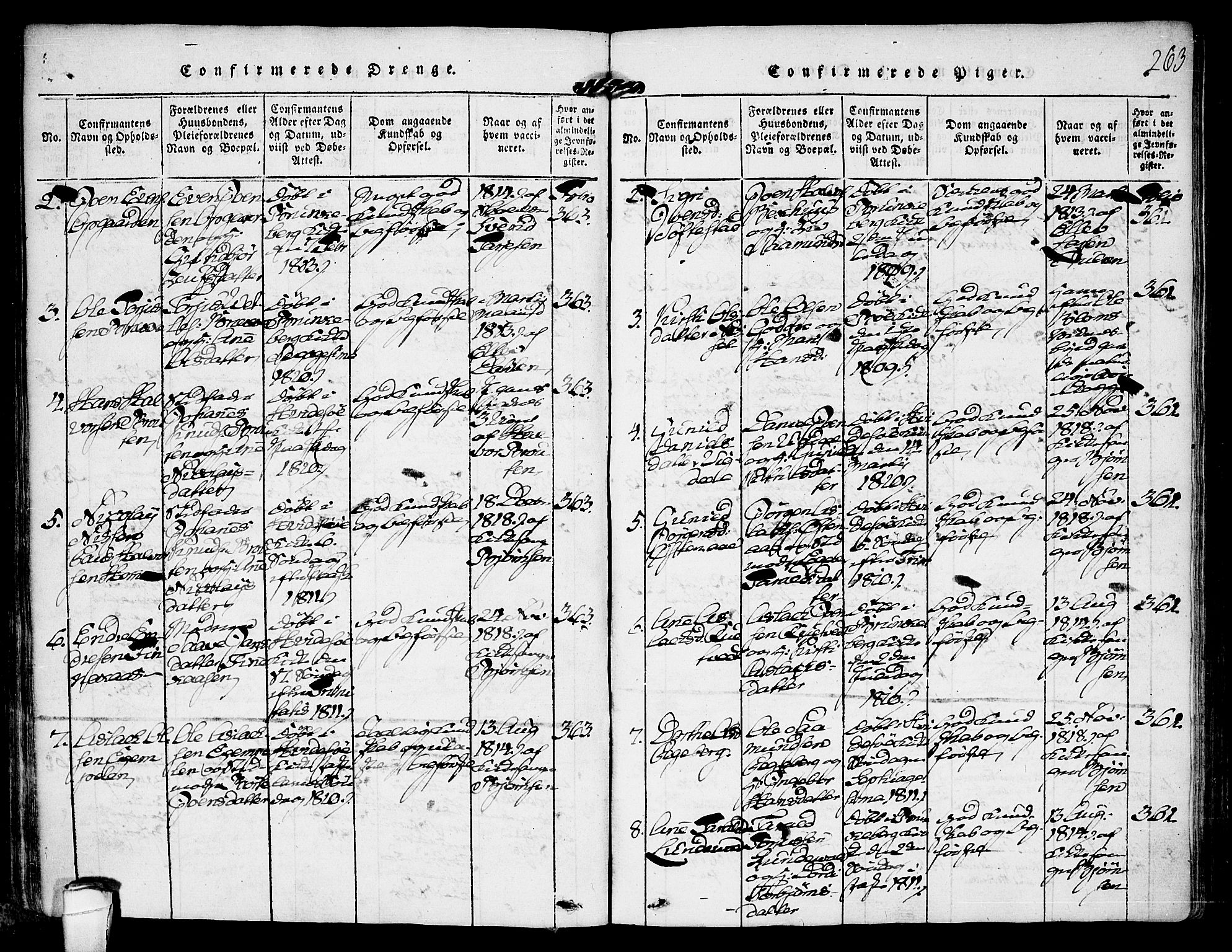 Kviteseid kirkebøker, SAKO/A-276/F/Fa/L0005: Parish register (official) no. I 5, 1815-1836, p. 263