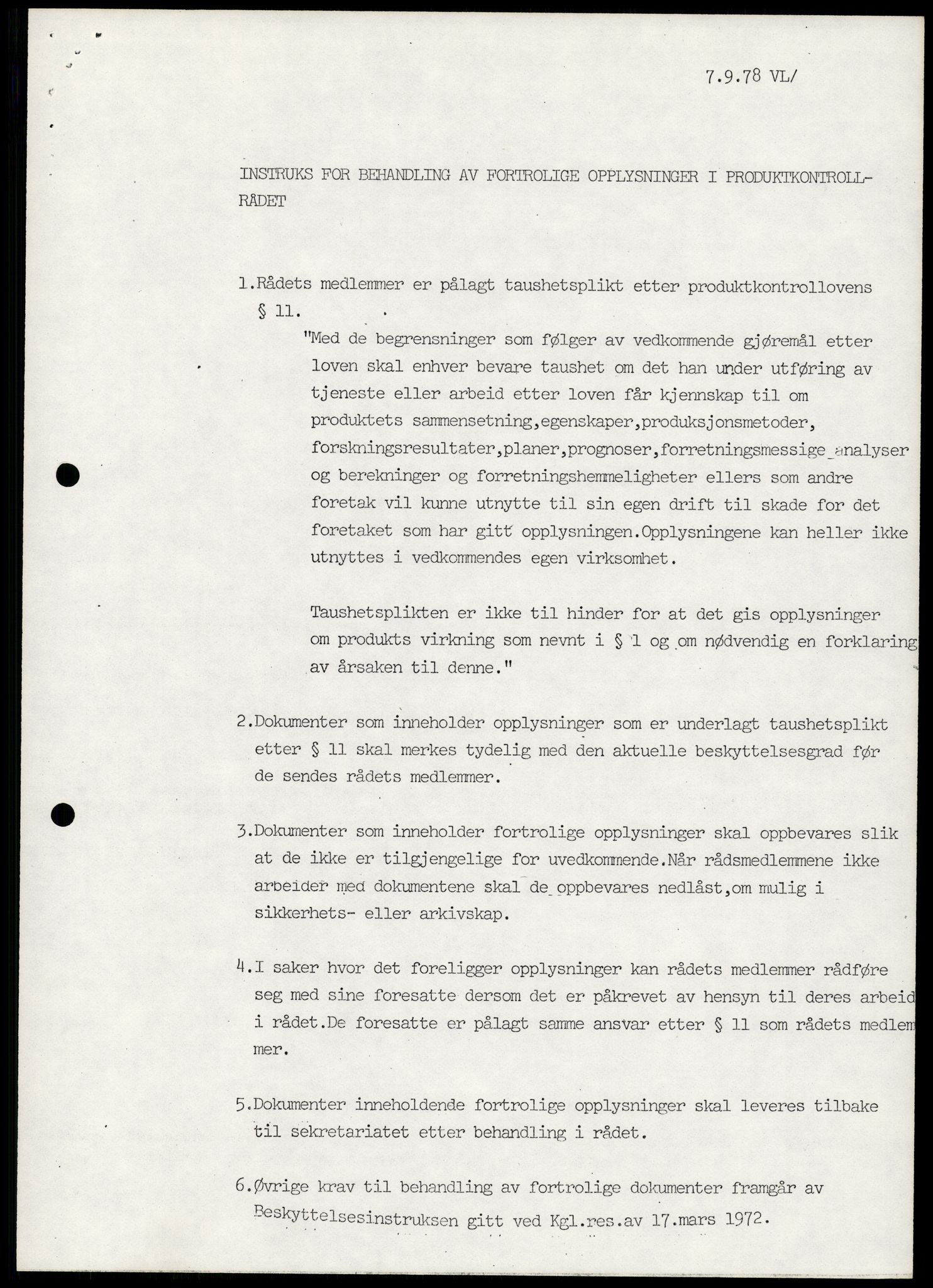 Statens forurensningstilsyn, hovedkontoret, AV/RA-S-4136/1/A/Ab/L0003: Produktkontrollrådet - Innkalling og referater, 1978