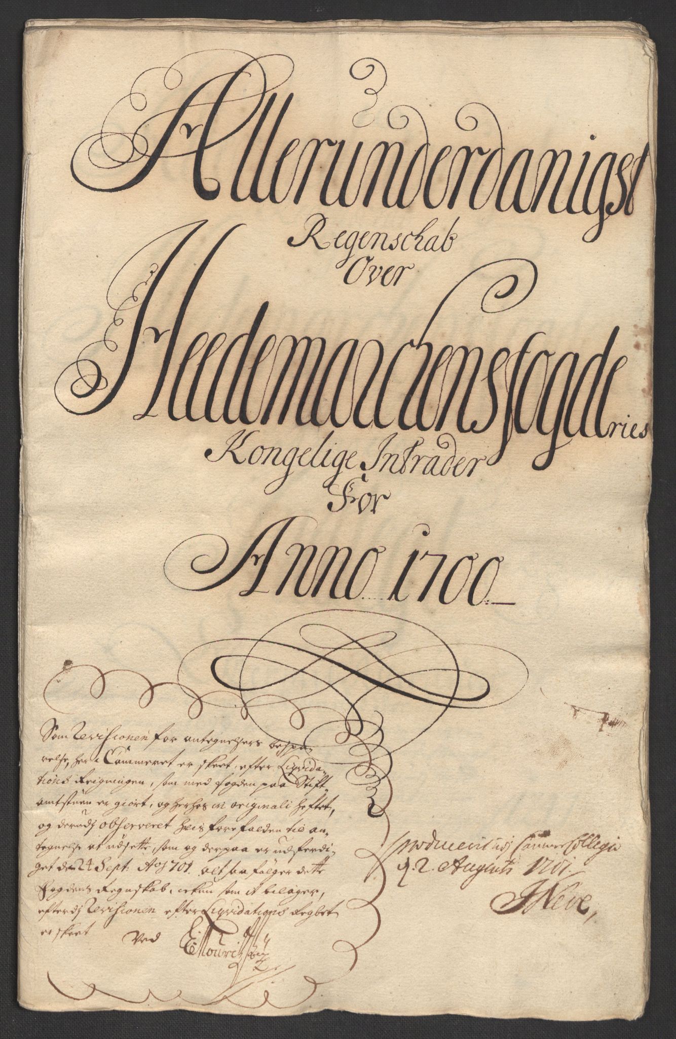Rentekammeret inntil 1814, Reviderte regnskaper, Fogderegnskap, RA/EA-4092/R16/L1039: Fogderegnskap Hedmark, 1700, p. 3