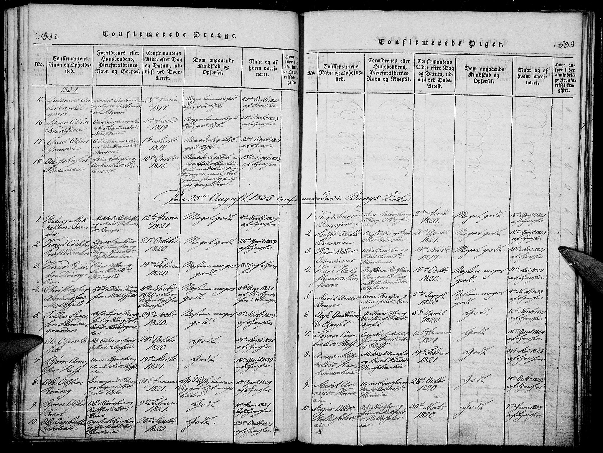 Sør-Aurdal prestekontor, AV/SAH-PREST-128/H/Ha/Haa/L0003: Parish register (official) no. 3, 1825-1840, p. 532-533