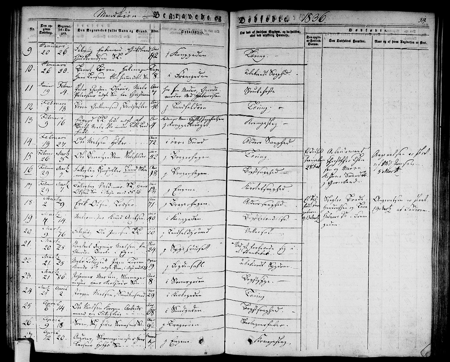 Bragernes kirkebøker, AV/SAKO-A-6/F/Fb/L0001: Parish register (official) no. II 1, 1830-1847, p. 319