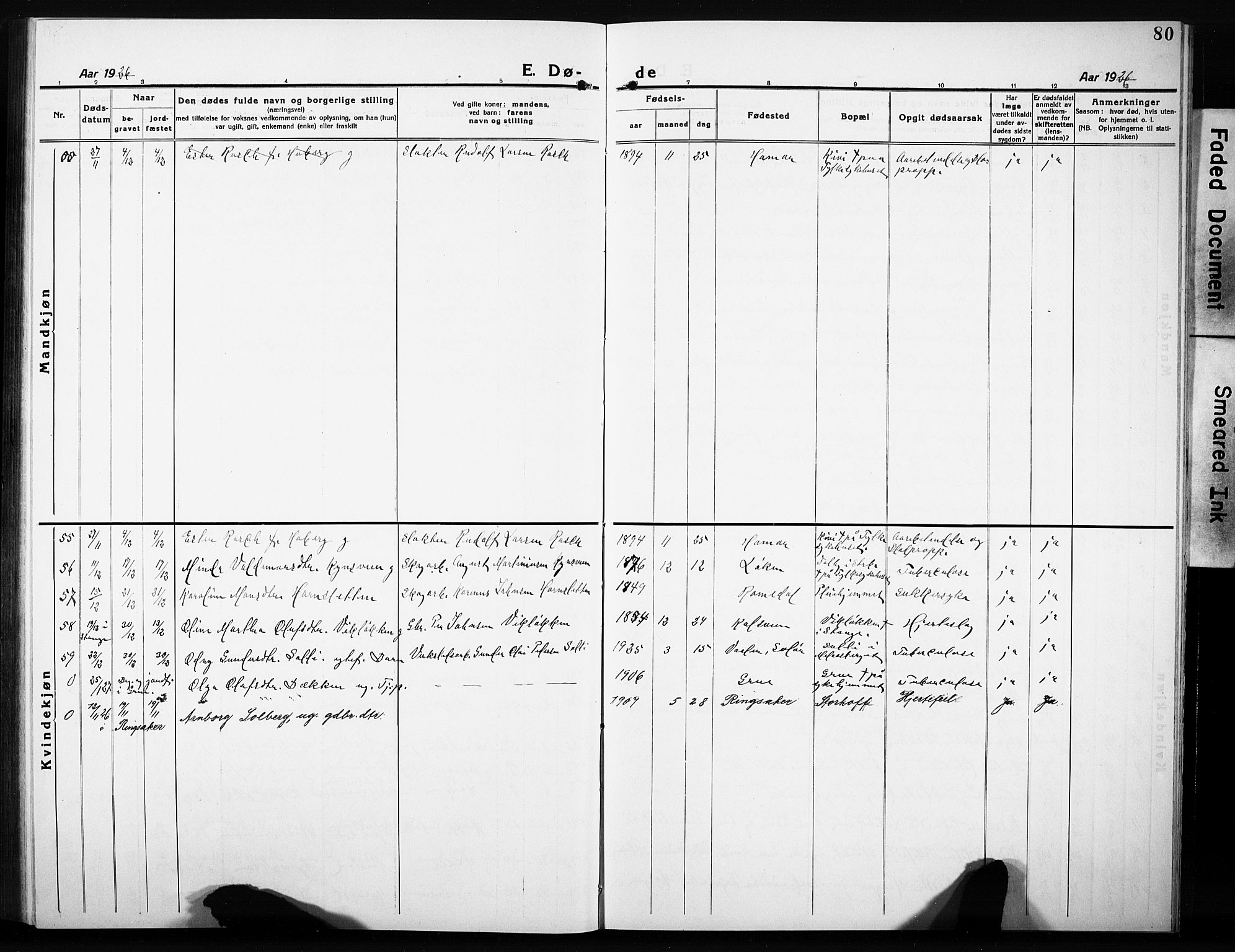 Elverum prestekontor, AV/SAH-PREST-044/H/Ha/Hab/L0014: Parish register (copy) no. 14, 1922-1933, p. 80