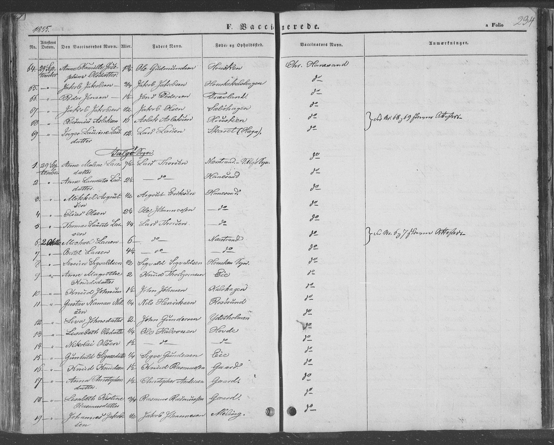 Finnøy sokneprestkontor, AV/SAST-A-101825/H/Ha/Haa/L0007: Parish register (official) no. A 7, 1847-1862, p. 234