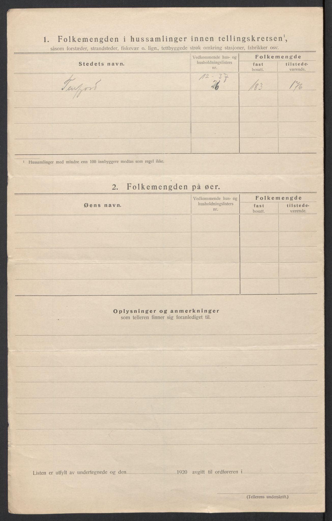 SAT, 1920 census for Vatne, 1920, p. 8