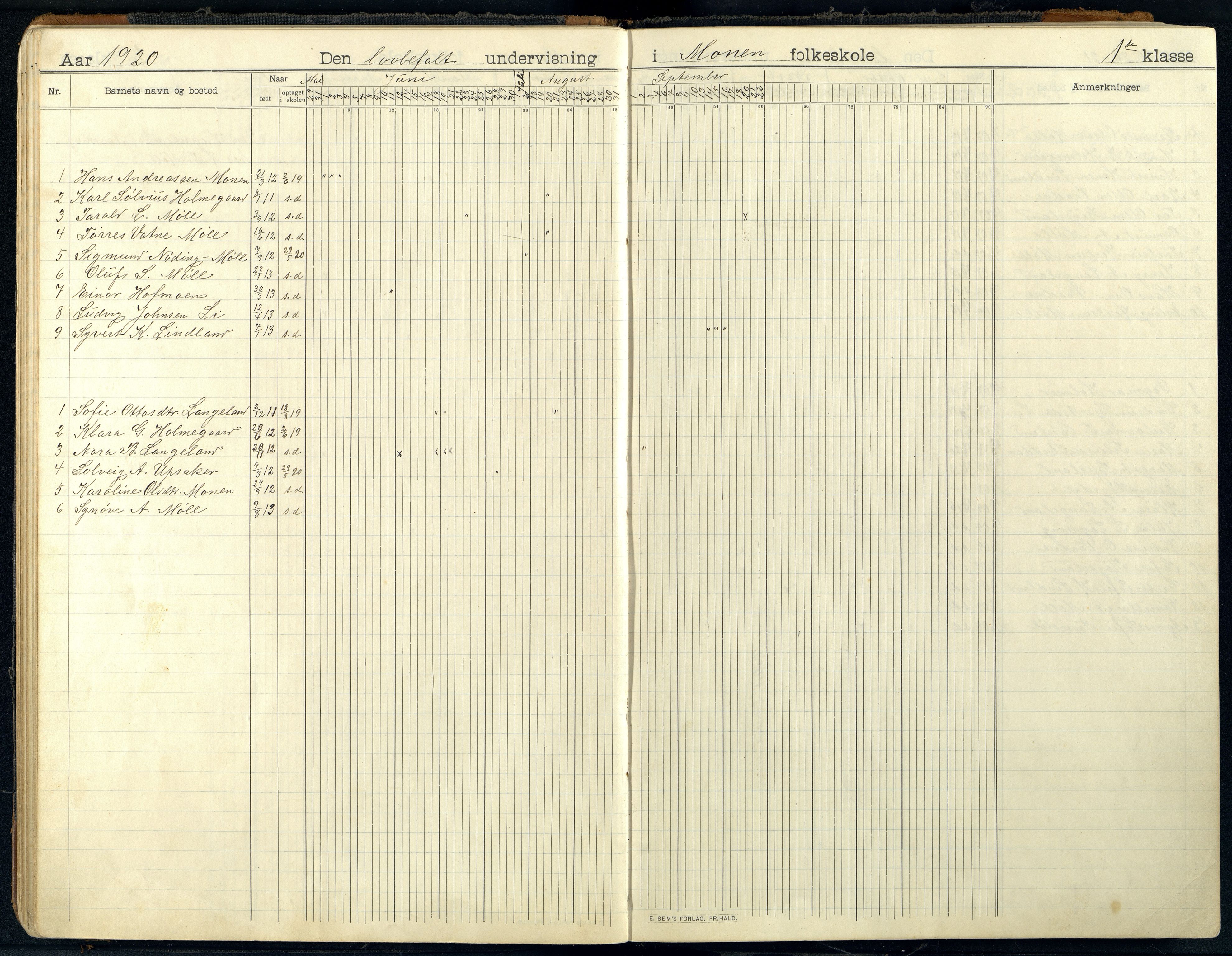 Holum kommune - Monen Skole, IKAV/1002HO551/I/L0002: Dagbok, 1908-1951, p. 39b-40a