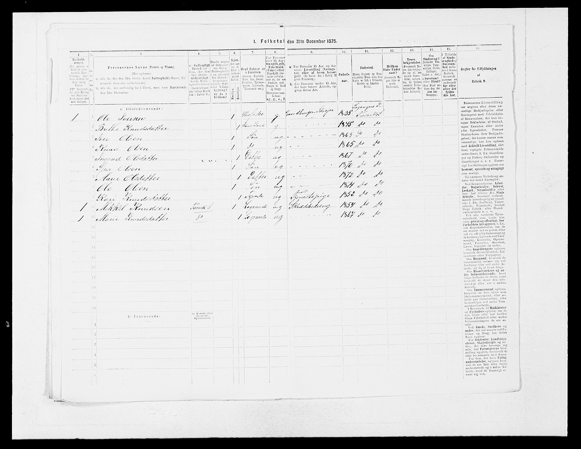 SAB, 1875 census for 1419P Leikanger, 1875, p. 441