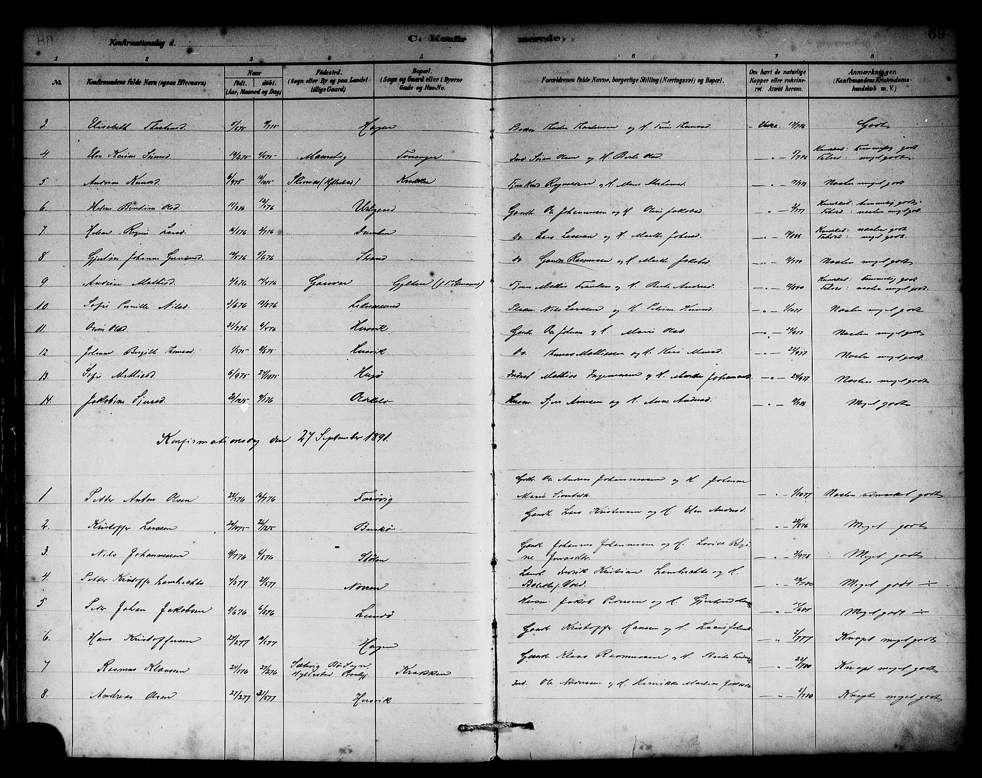 Solund sokneprestembete, AV/SAB-A-81401: Parish register (official) no. A 1, 1881-1902, p. 69