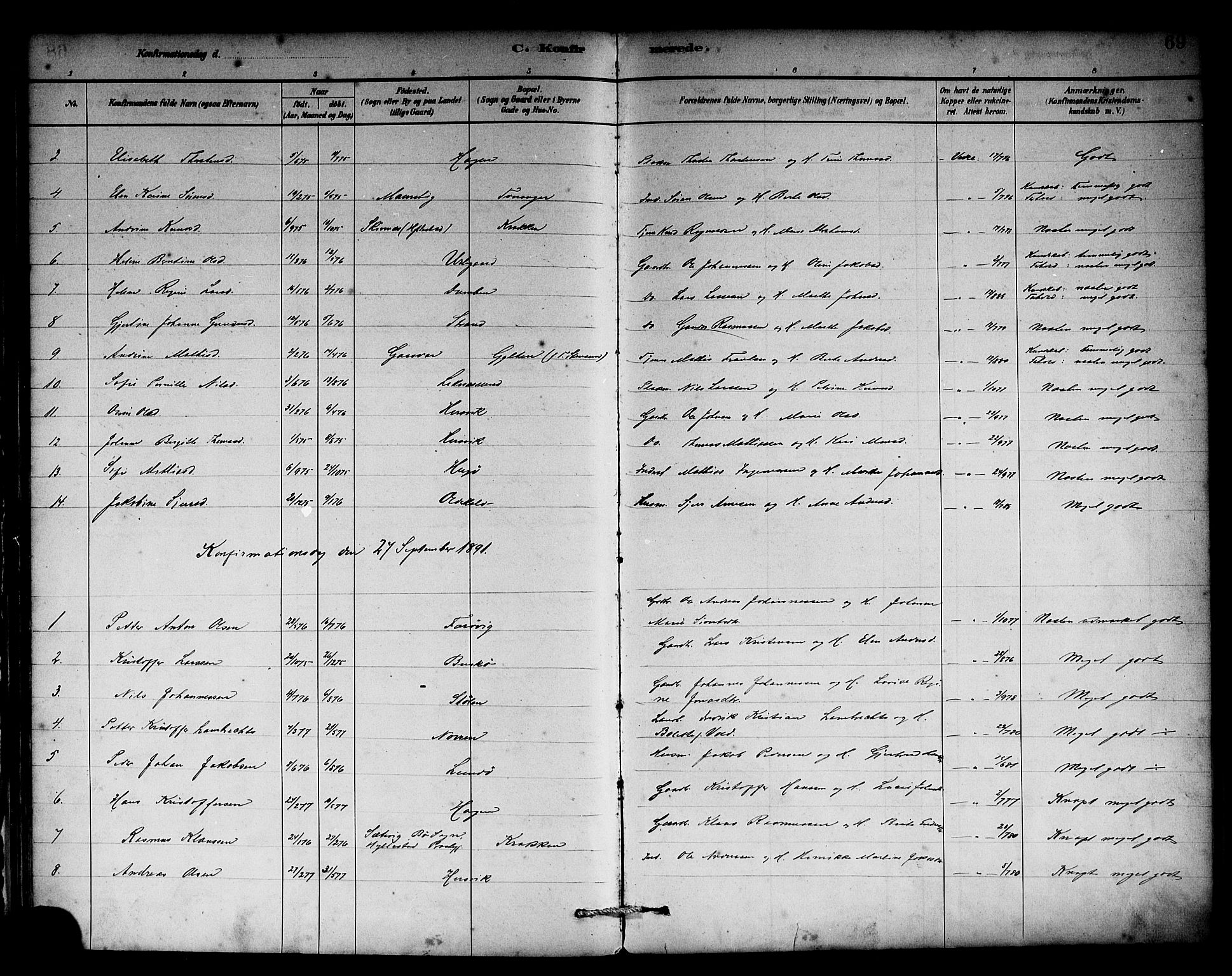 Solund sokneprestembete, SAB/A-81401: Parish register (official) no. A 1, 1881-1902, p. 69