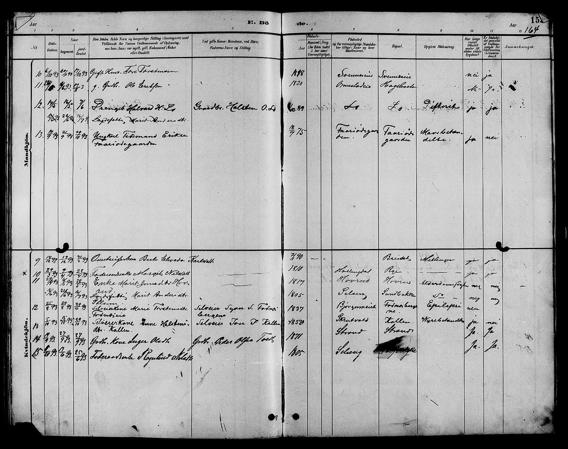 Nord-Aurdal prestekontor, SAH/PREST-132/H/Ha/Hab/L0007: Parish register (copy) no. 7, 1883-1910, p. 164