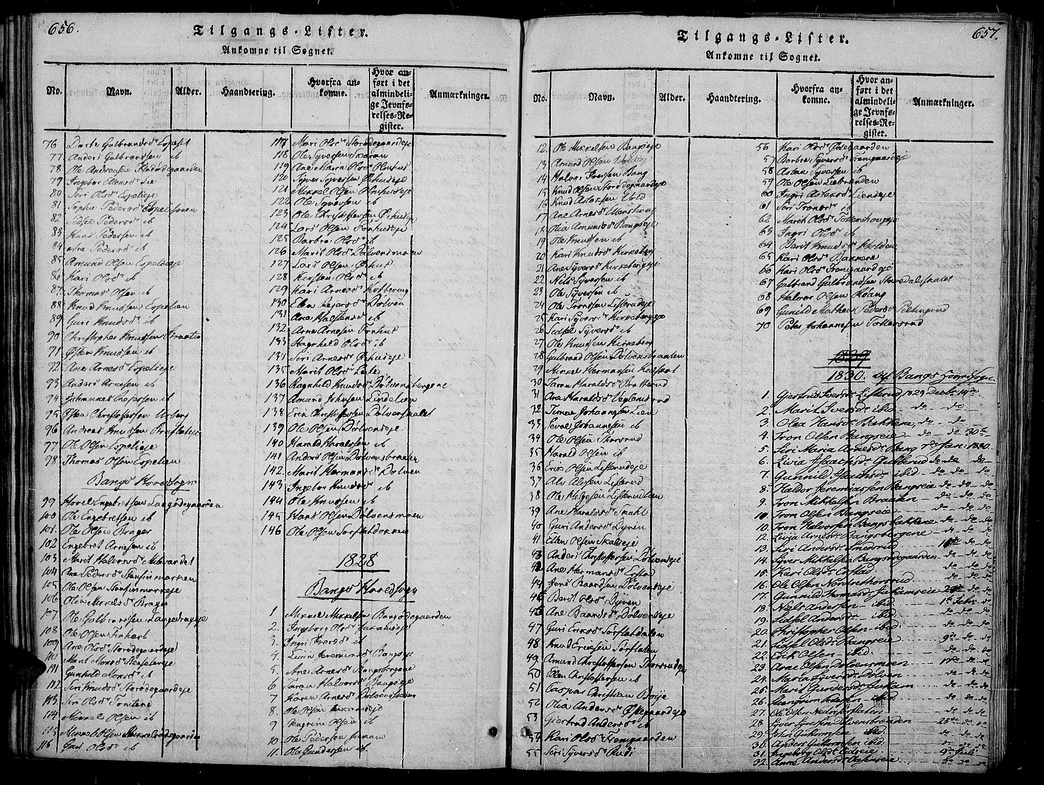 Sør-Aurdal prestekontor, SAH/PREST-128/H/Ha/Haa/L0002: Parish register (official) no. 2, 1815-1840, p. 656-657