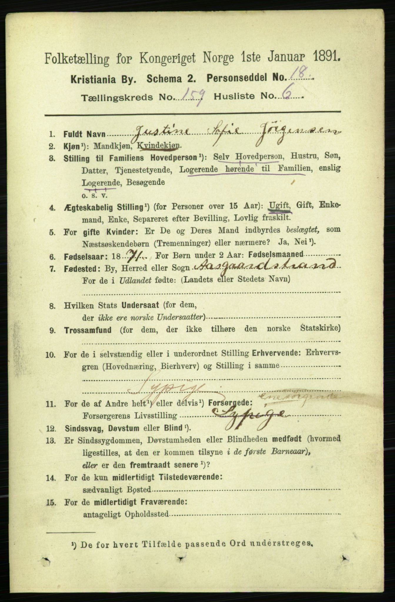 RA, 1891 census for 0301 Kristiania, 1891, p. 90199
