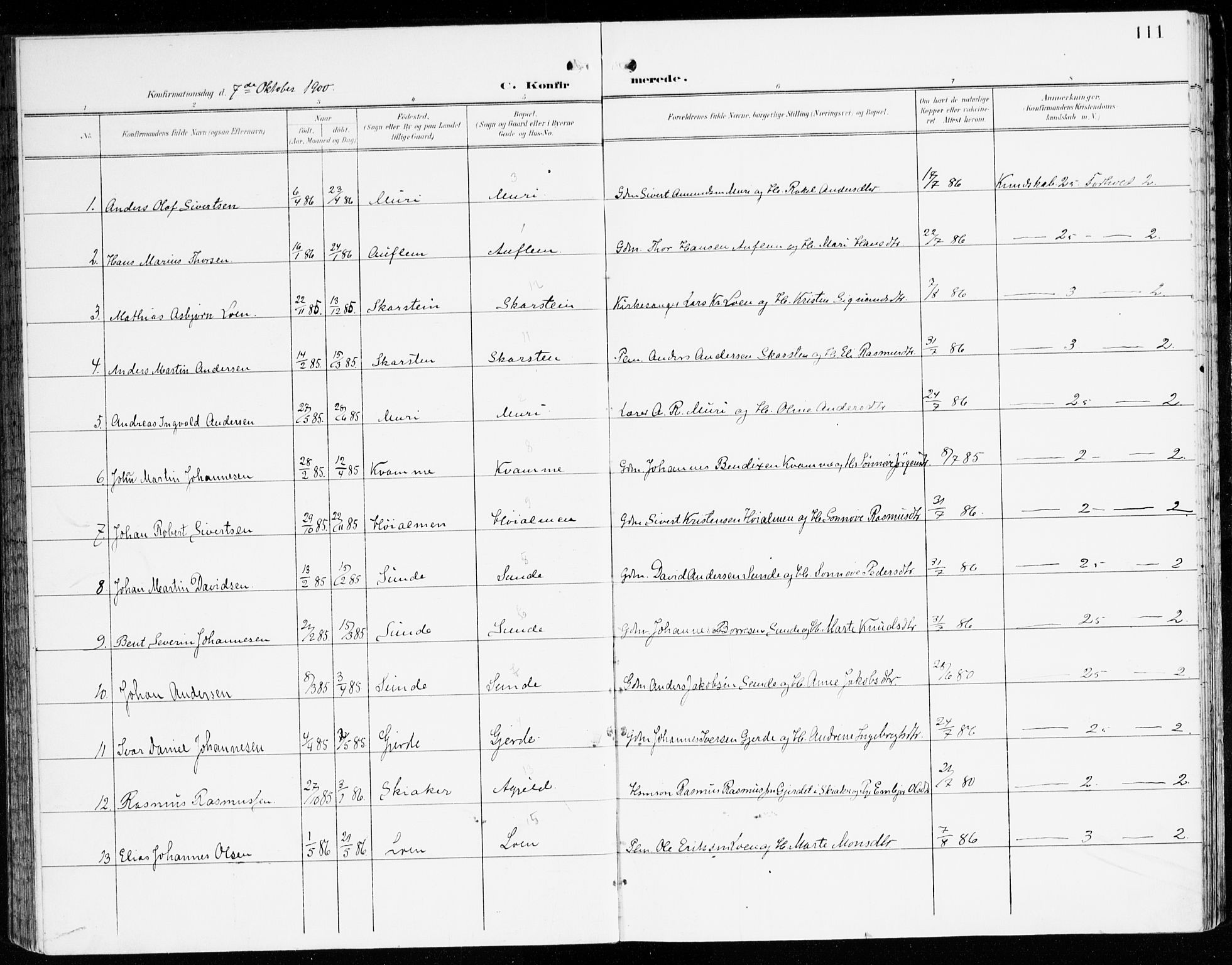 Innvik sokneprestembete, AV/SAB-A-80501: Parish register (official) no. C 2, 1900-1920, p. 111