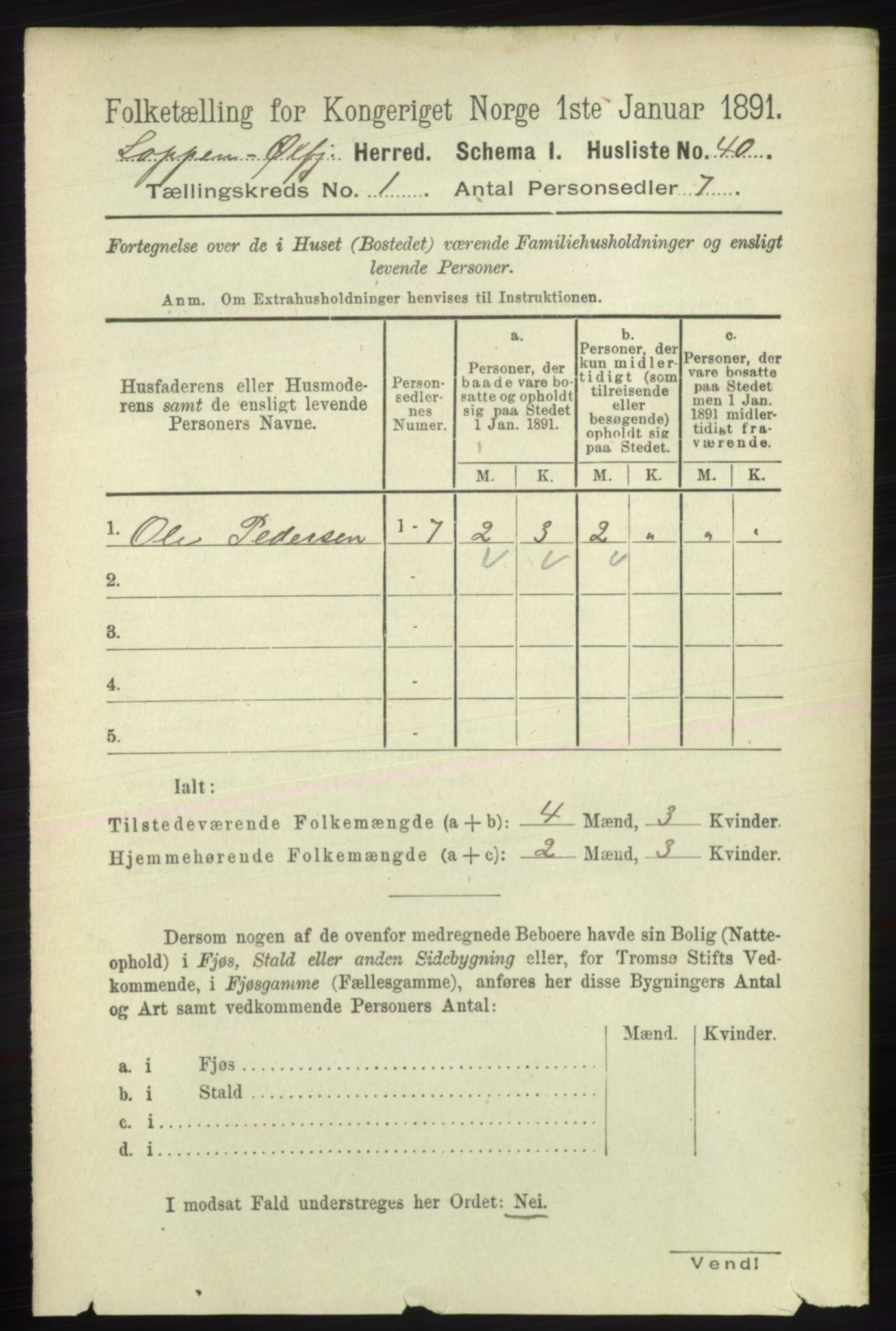 RA, 1891 census for 2014 Loppa, 1891, p. 58