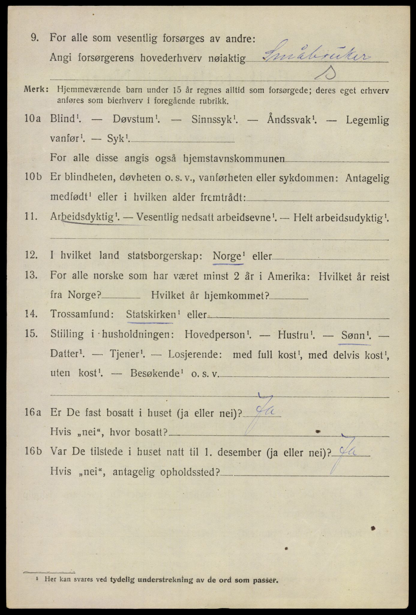 SAO, 1920 census for Ullensaker, 1920, p. 4660