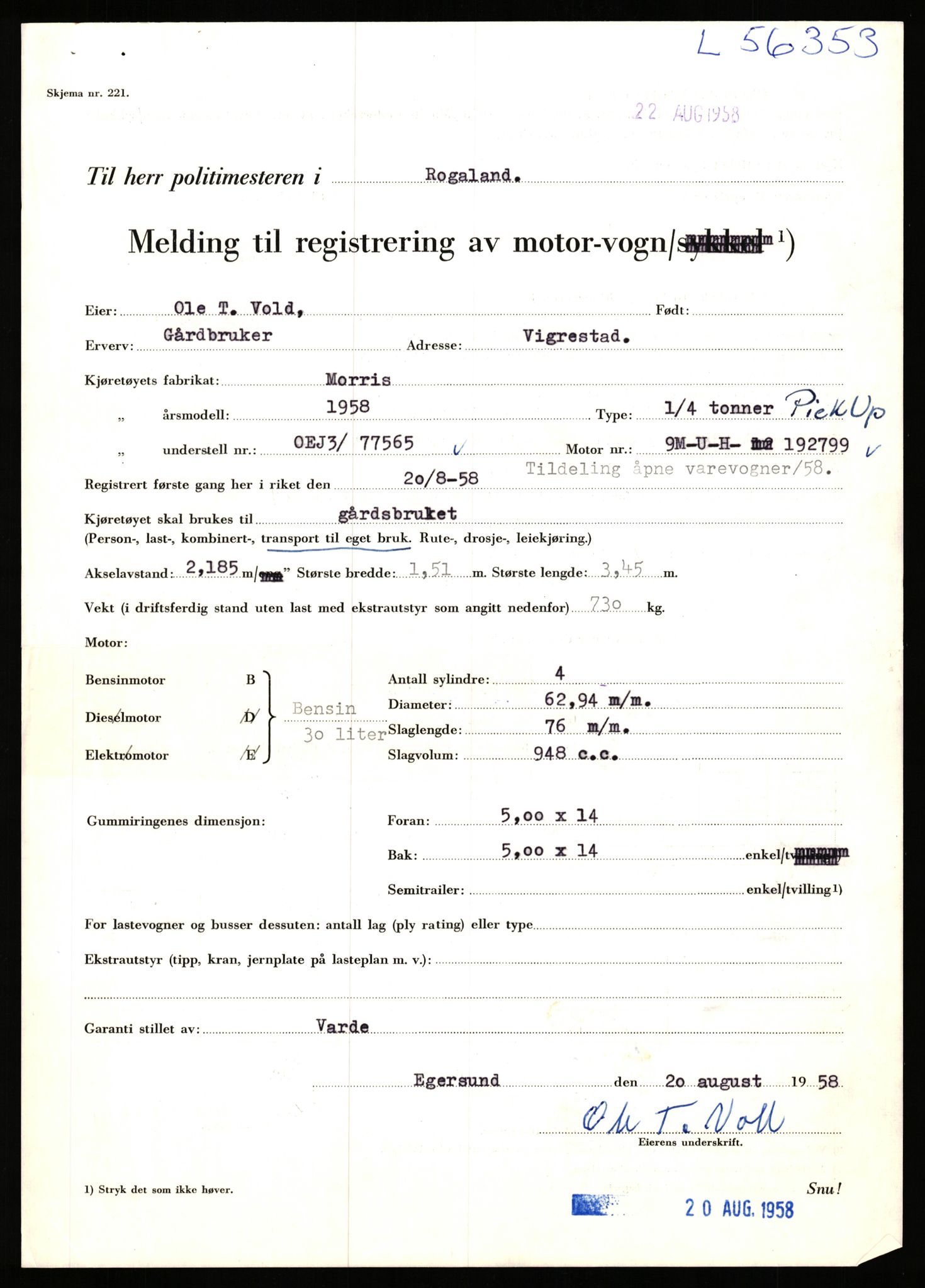 Stavanger trafikkstasjon, SAST/A-101942/0/F/L0055: L-55700 - L-56499, 1930-1971, p. 1595