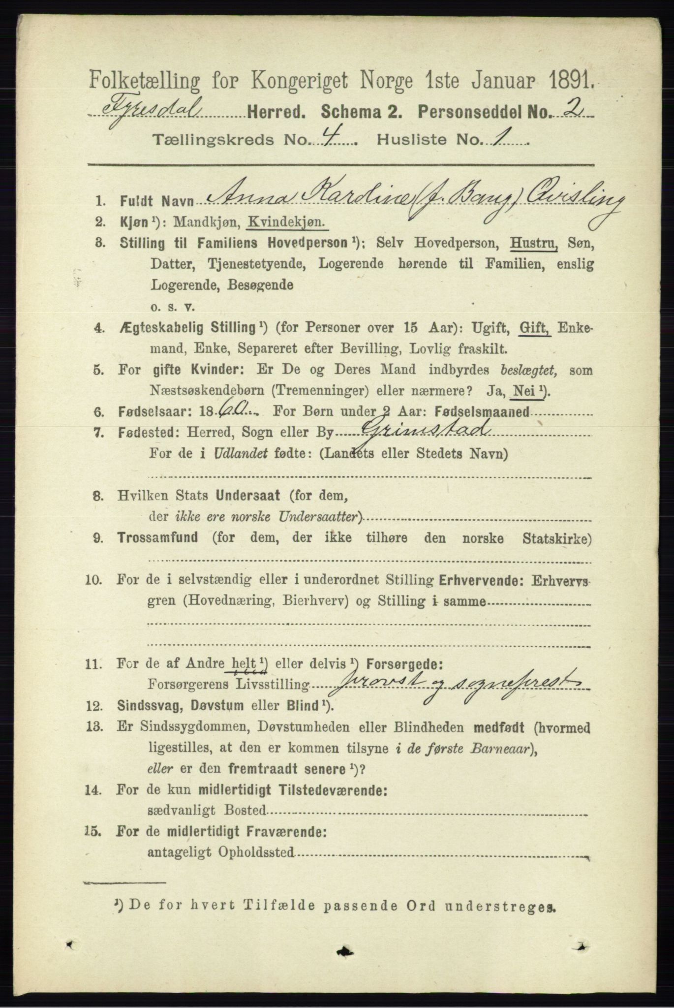 RA, 1891 census for 0831 Fyresdal, 1891, p. 810