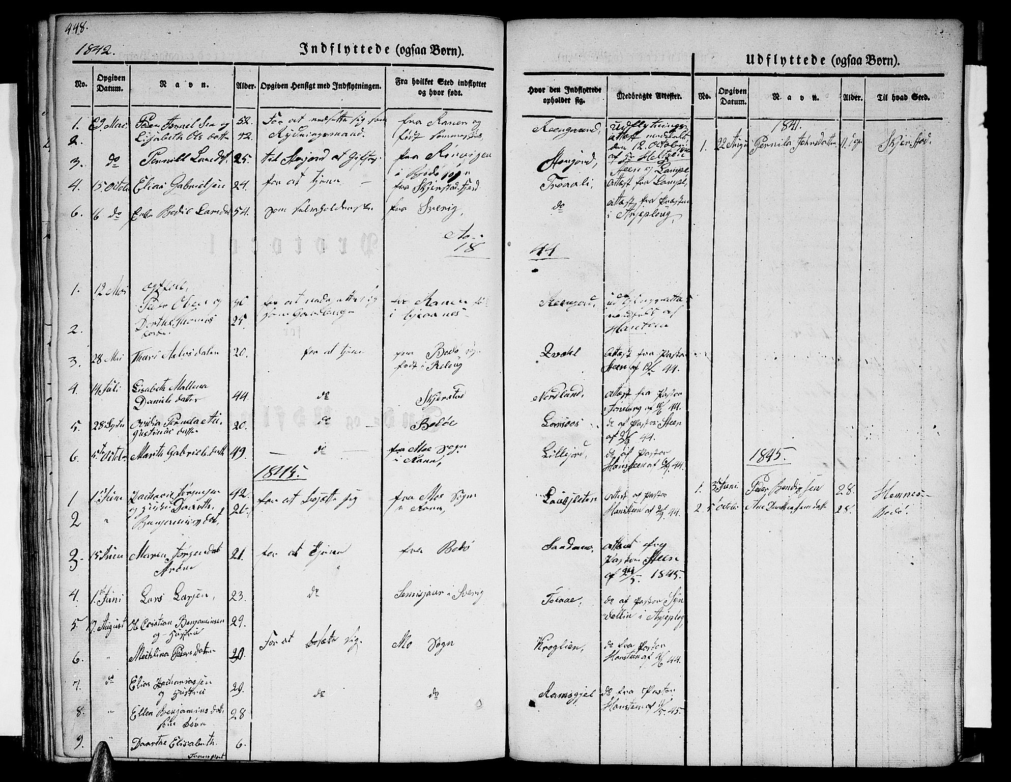 Ministerialprotokoller, klokkerbøker og fødselsregistre - Nordland, AV/SAT-A-1459/846/L0652: Parish register (copy) no. 846C02, 1841-1871, p. 448