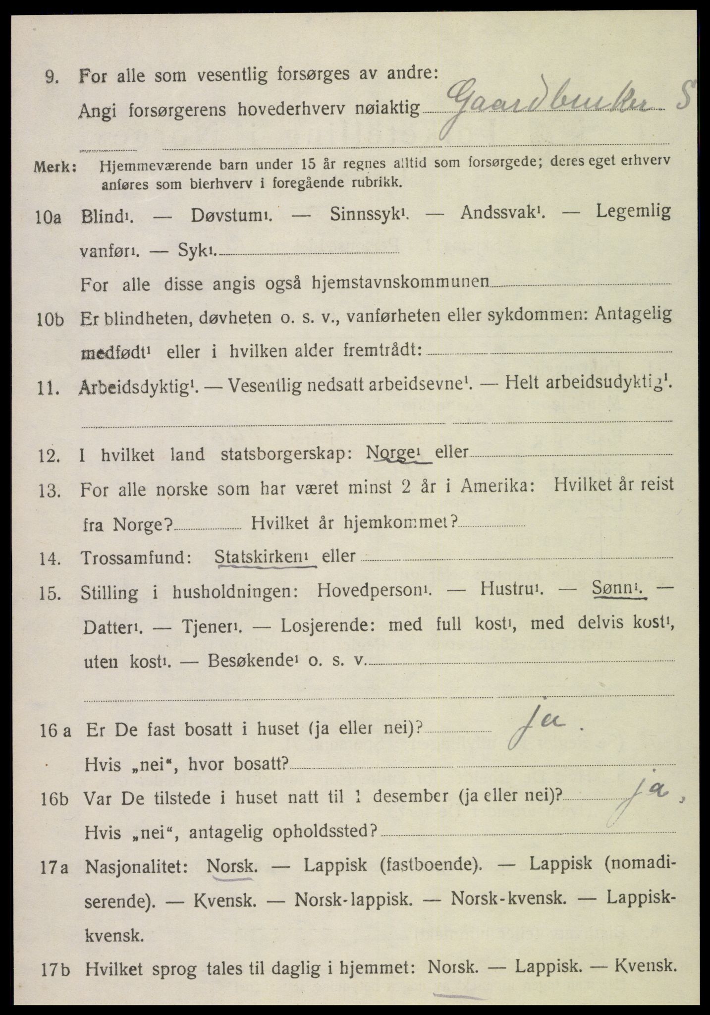 SAT, 1920 census for Kvam, 1920, p. 1386