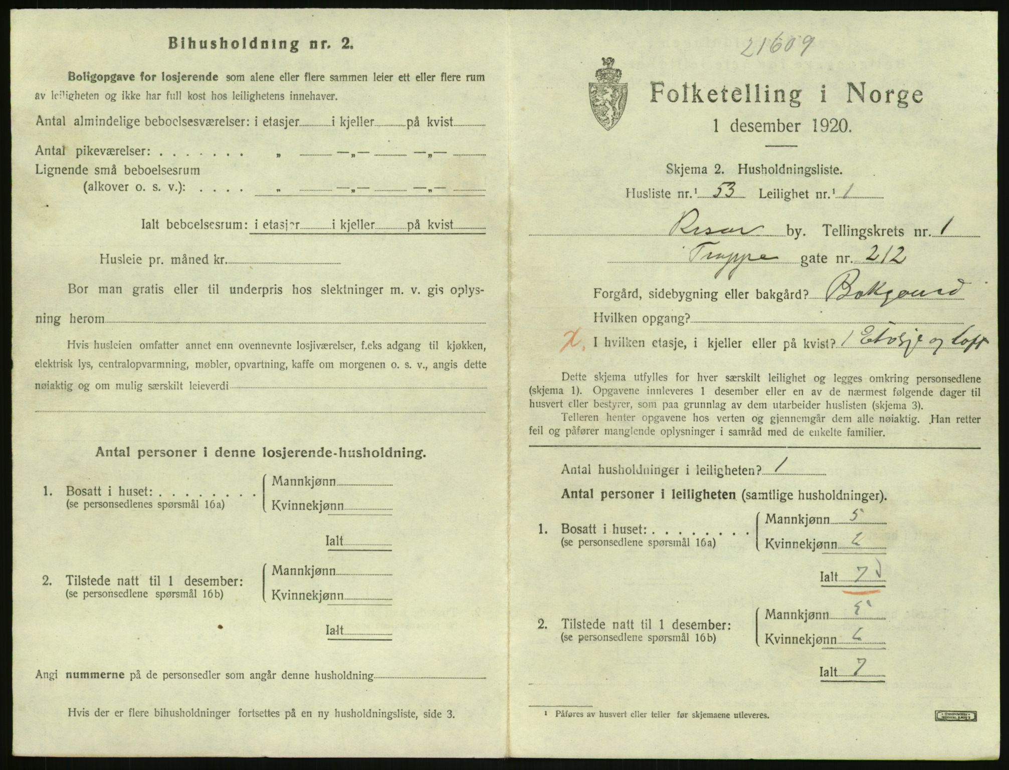 SAK, 1920 census for Risør, 1920, p. 1469