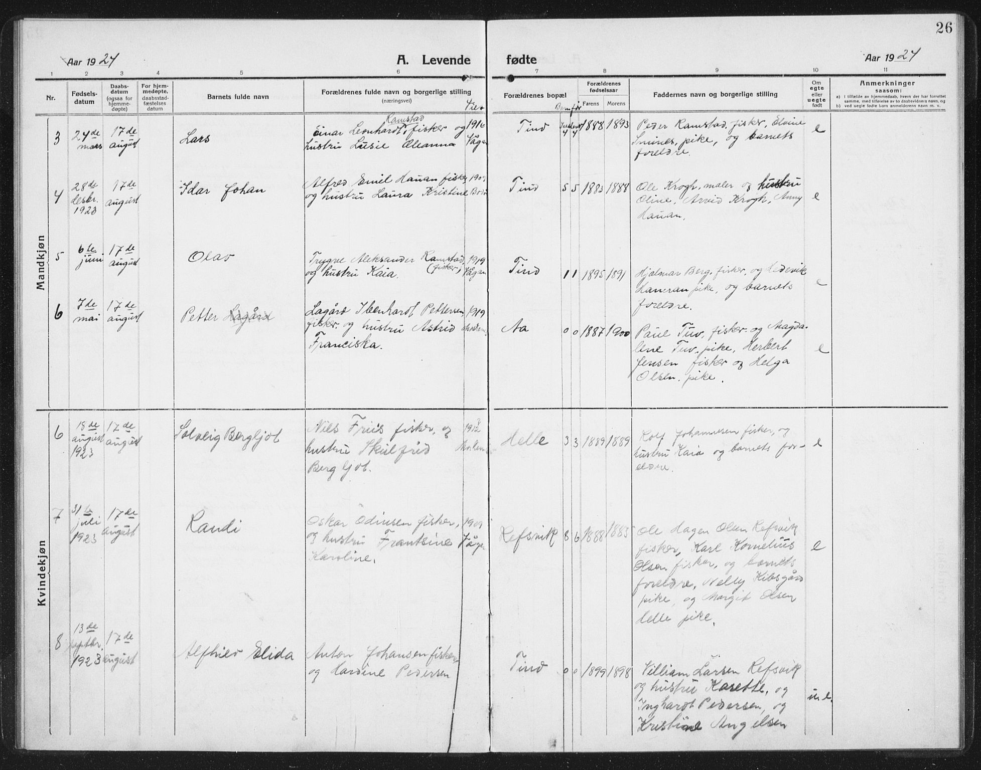 Ministerialprotokoller, klokkerbøker og fødselsregistre - Nordland, AV/SAT-A-1459/886/L1226: Parish register (copy) no. 886C03, 1916-1935, p. 26