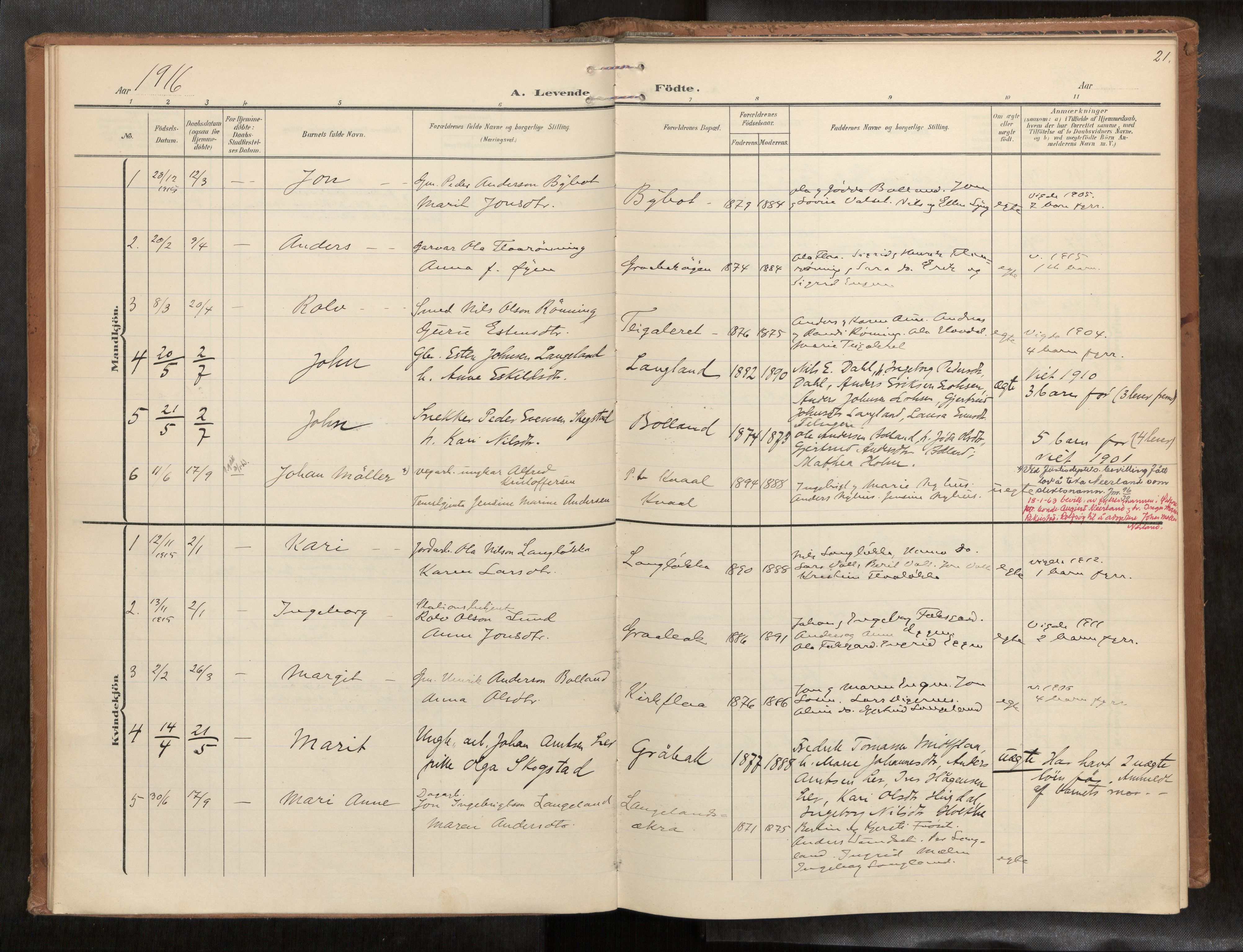 Ministerialprotokoller, klokkerbøker og fødselsregistre - Sør-Trøndelag, SAT/A-1456/693/L1119b: Parish register (official) no. 693A02, 1906-1936, p. 21