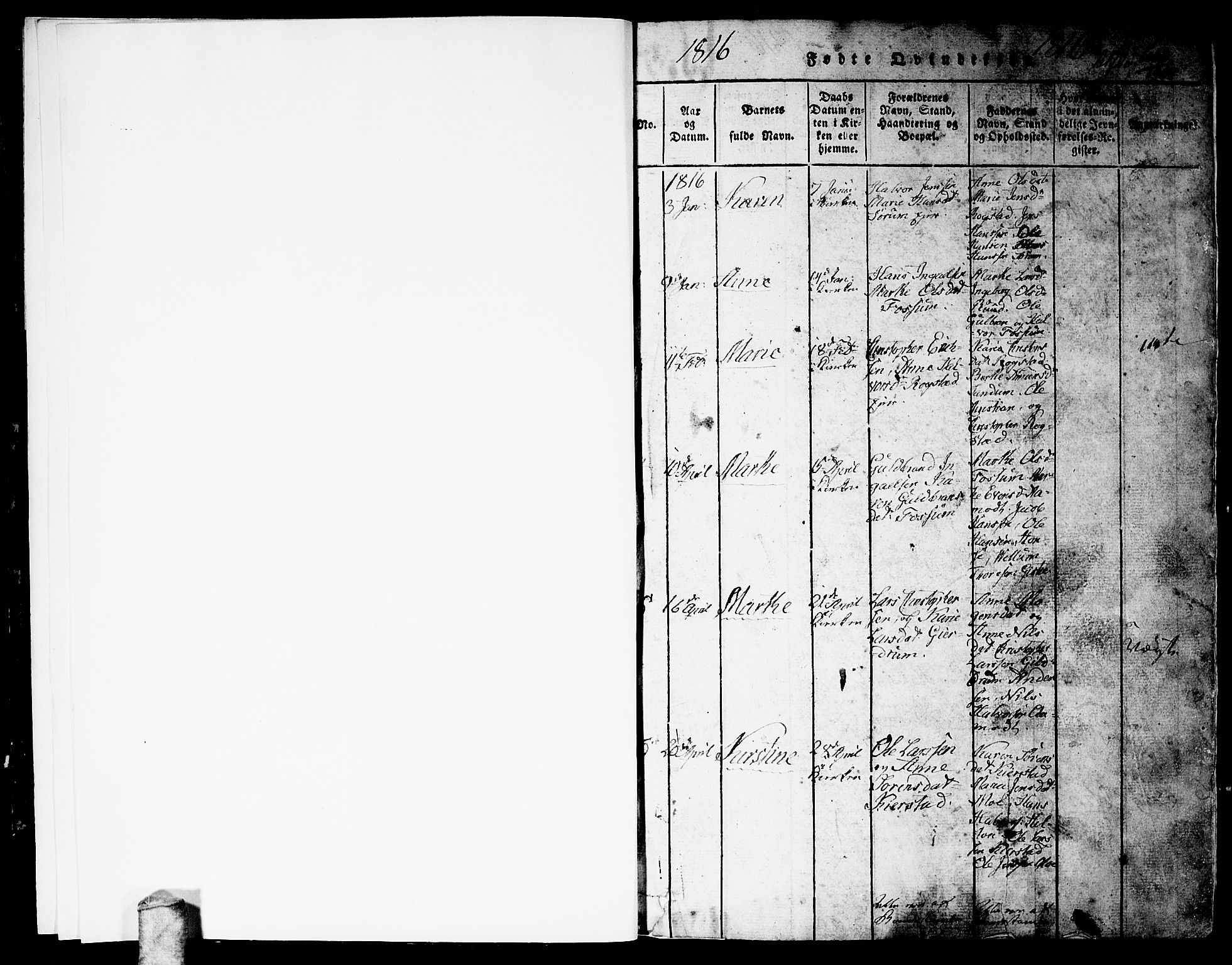 Gjerdrum prestekontor Kirkebøker, SAO/A-10412b/F/Fa/L0004: Parish register (official) no. I 4, 1816-1836, p. 0-1