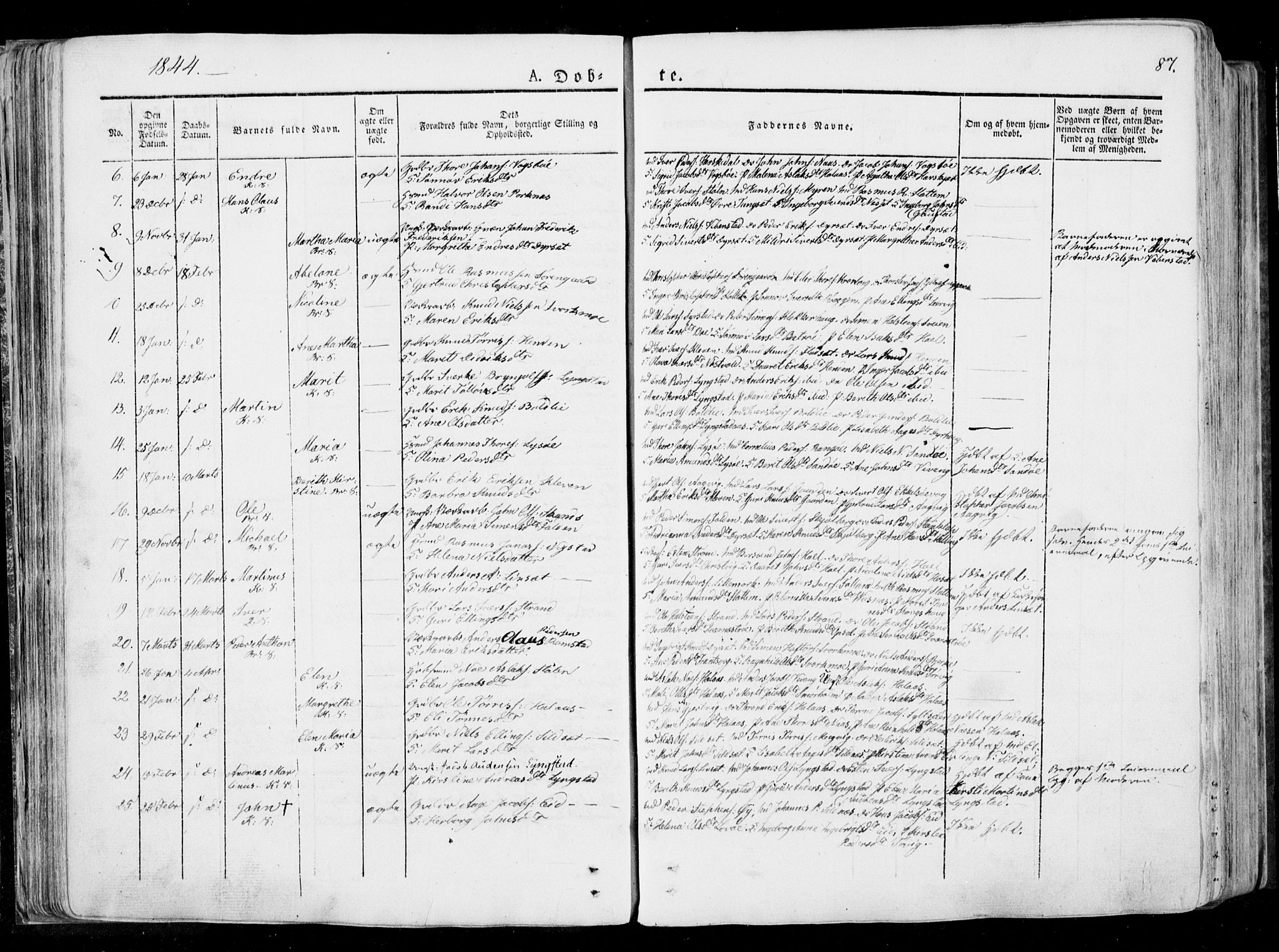 Ministerialprotokoller, klokkerbøker og fødselsregistre - Møre og Romsdal, AV/SAT-A-1454/568/L0803: Parish register (official) no. 568A10, 1830-1853, p. 87