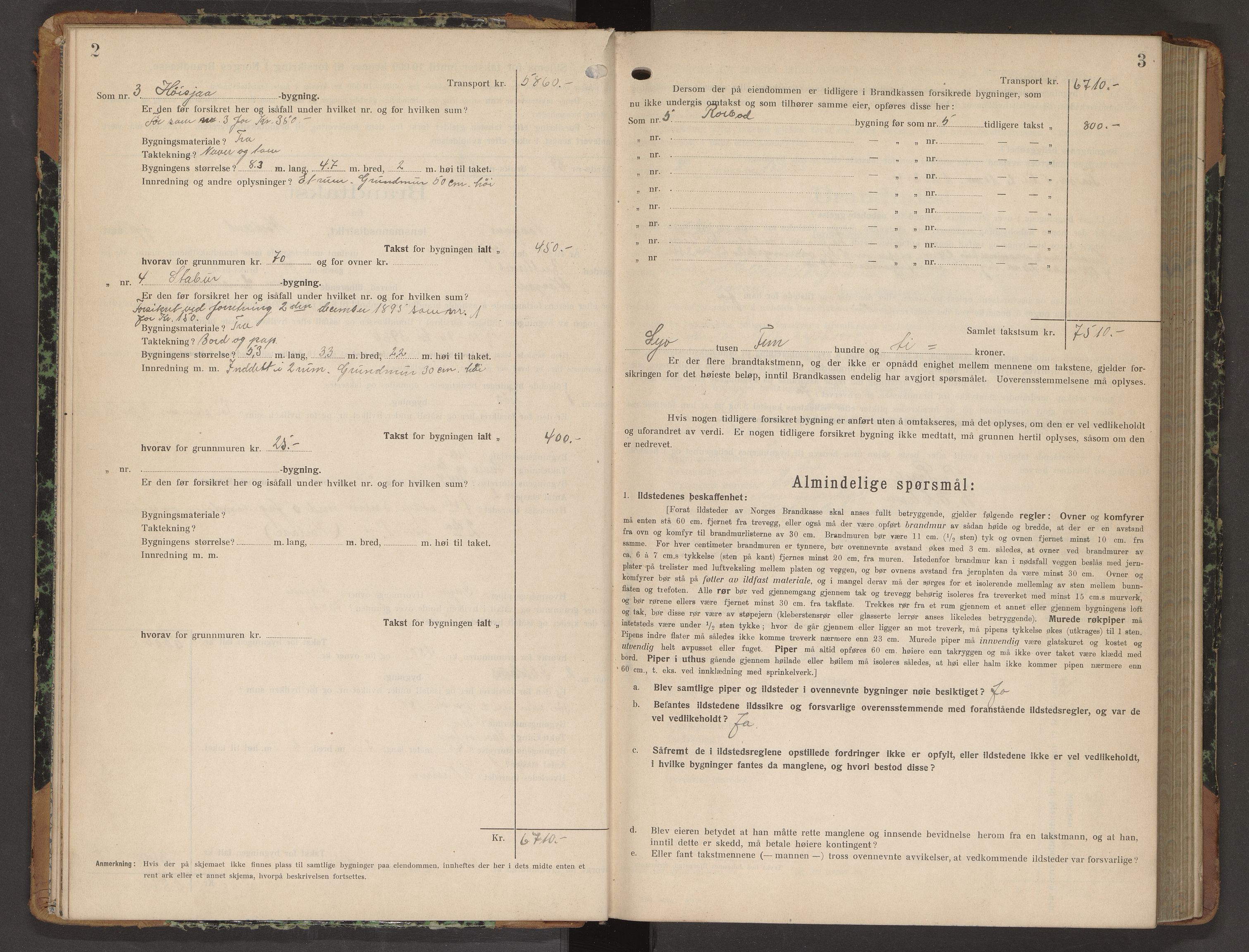 Norges Brannkasse Vågan, AV/SAT-A-5587/Fb/L0003: Branntakstprotokoll, 1901-1926