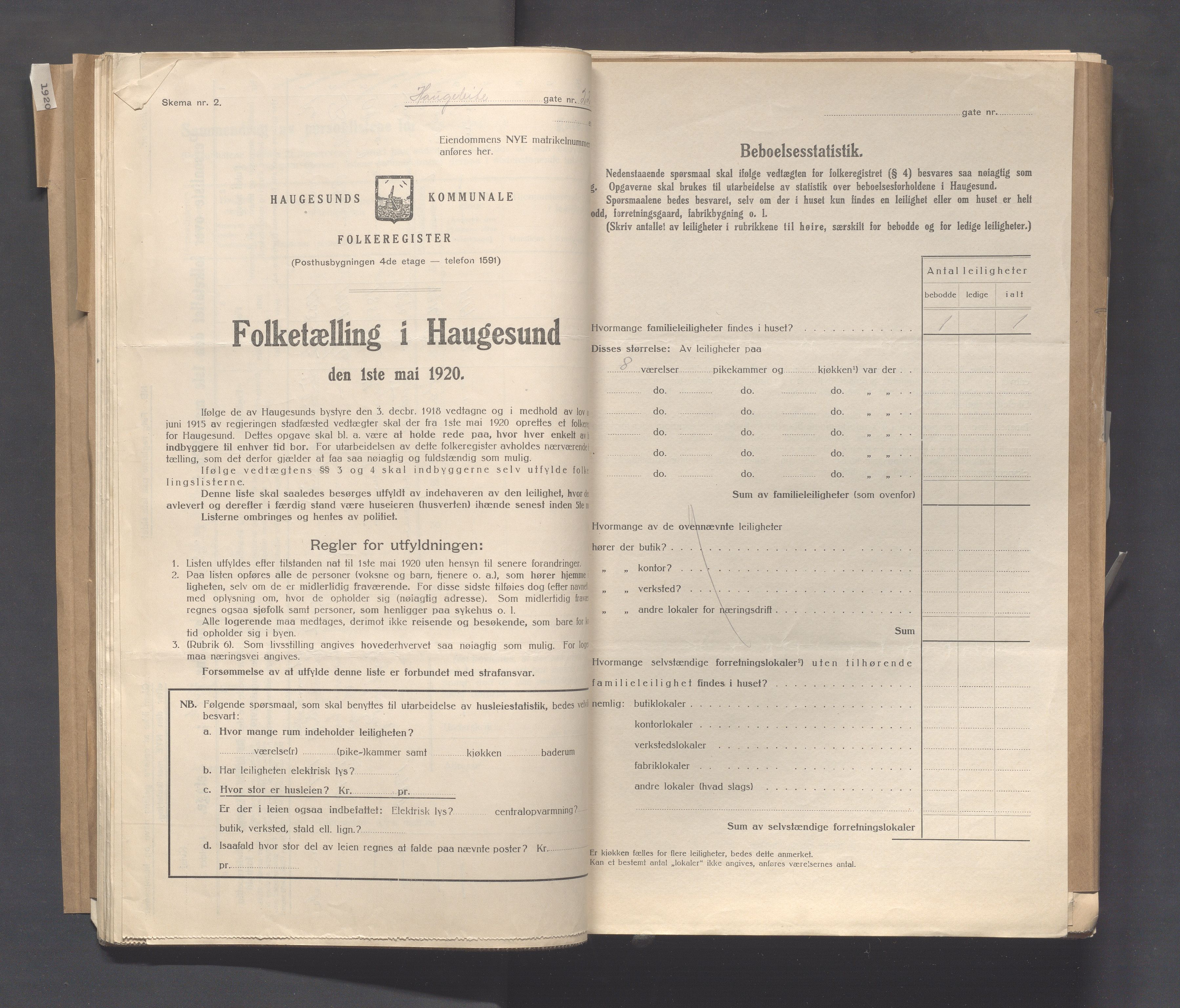 IKAR, Local census 1.5.1920 for Haugesund, 1920, p. 1159