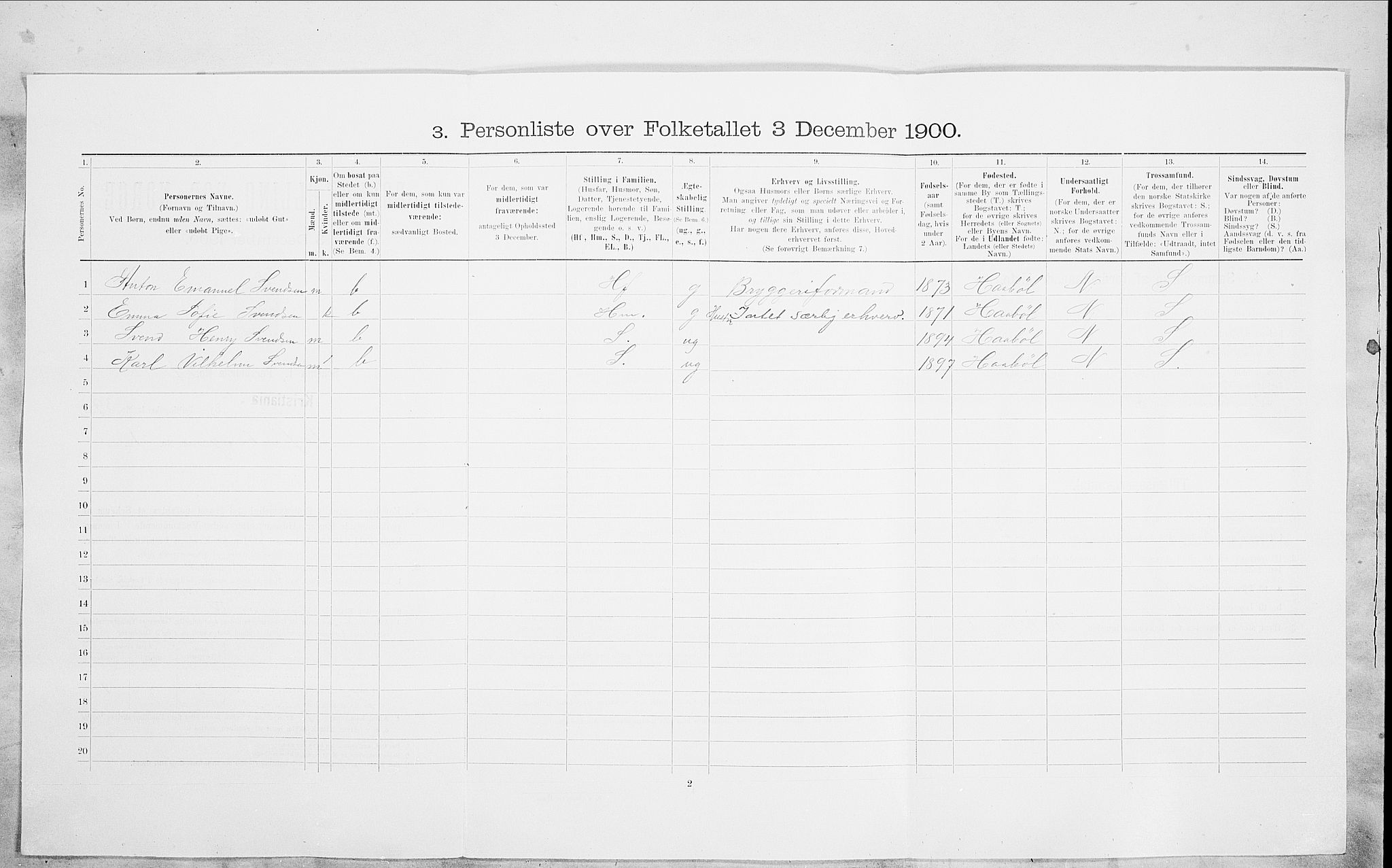 SAO, 1900 census for Kristiania, 1900, p. 87281