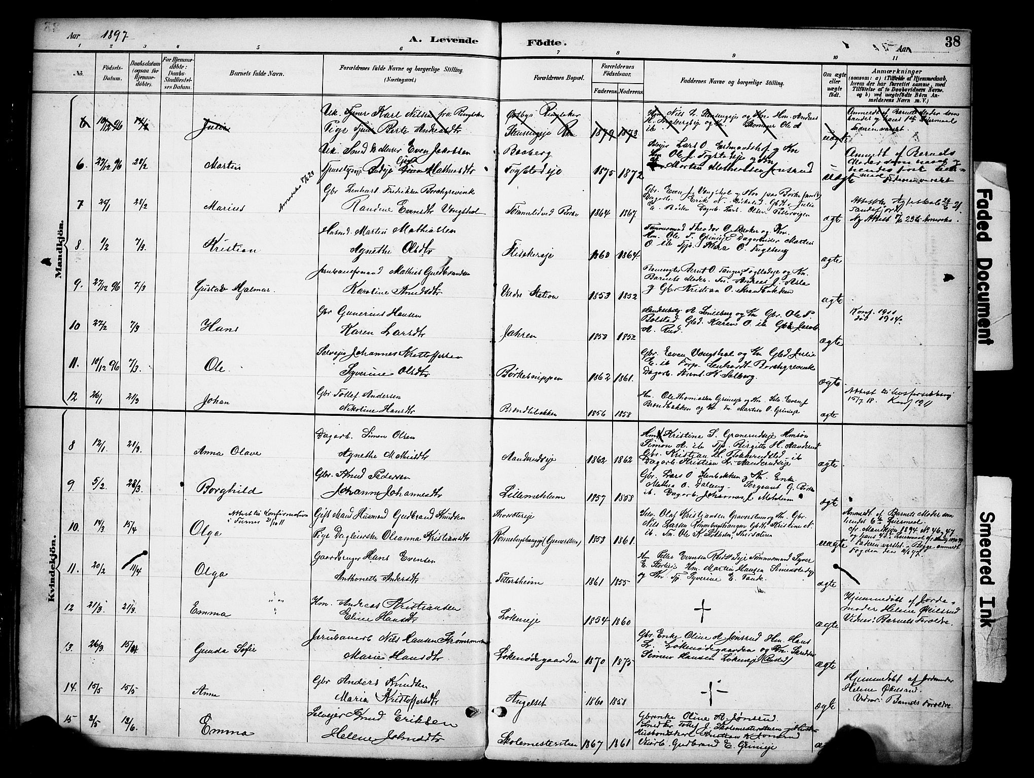 Ringsaker prestekontor, AV/SAH-PREST-014/K/Ka/L0016: Parish register (official) no. 16, 1891-1904, p. 38