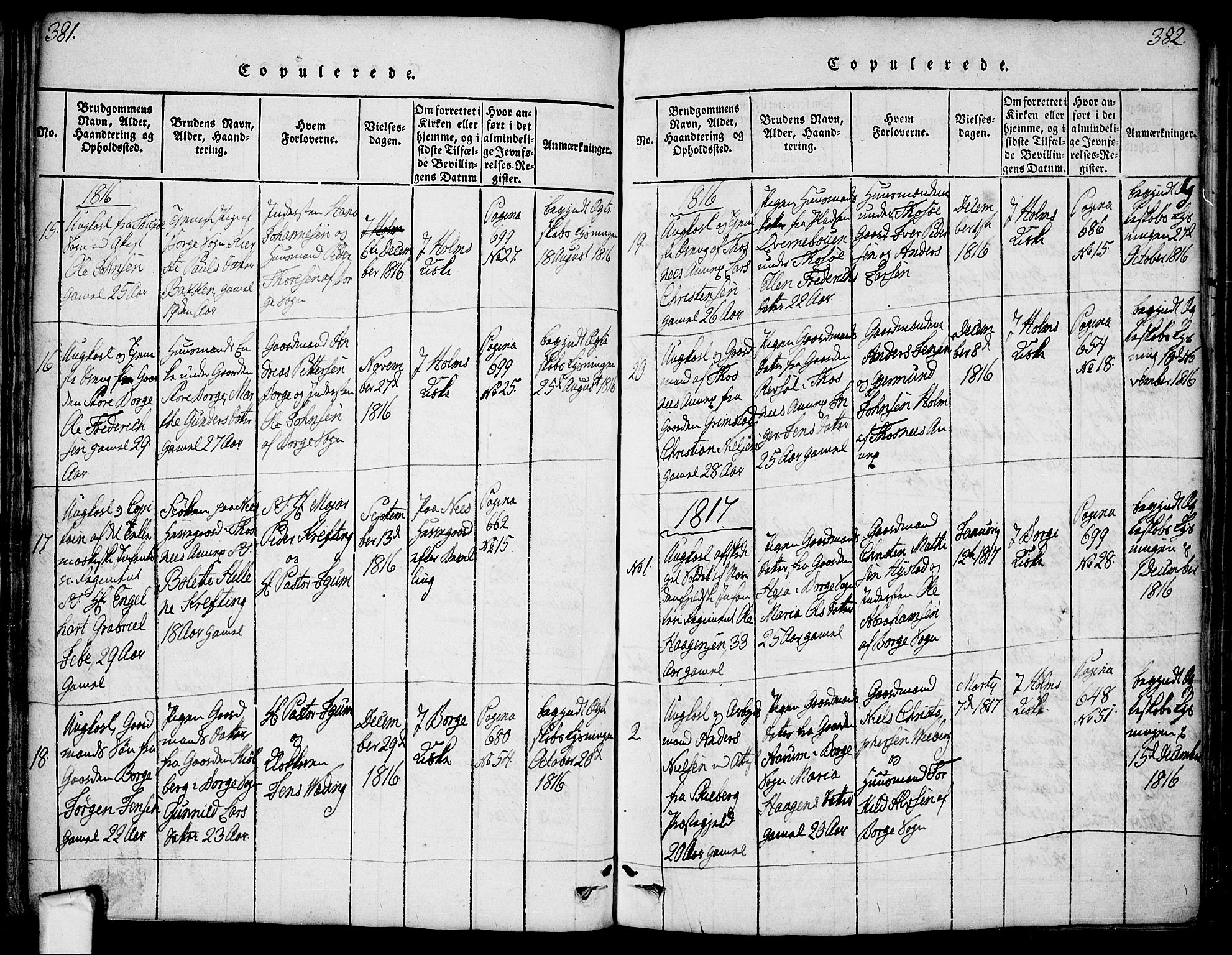 Borge prestekontor Kirkebøker, SAO/A-10903/F/Fa/L0003: Parish register (official) no. I 3, 1815-1836, p. 381-382