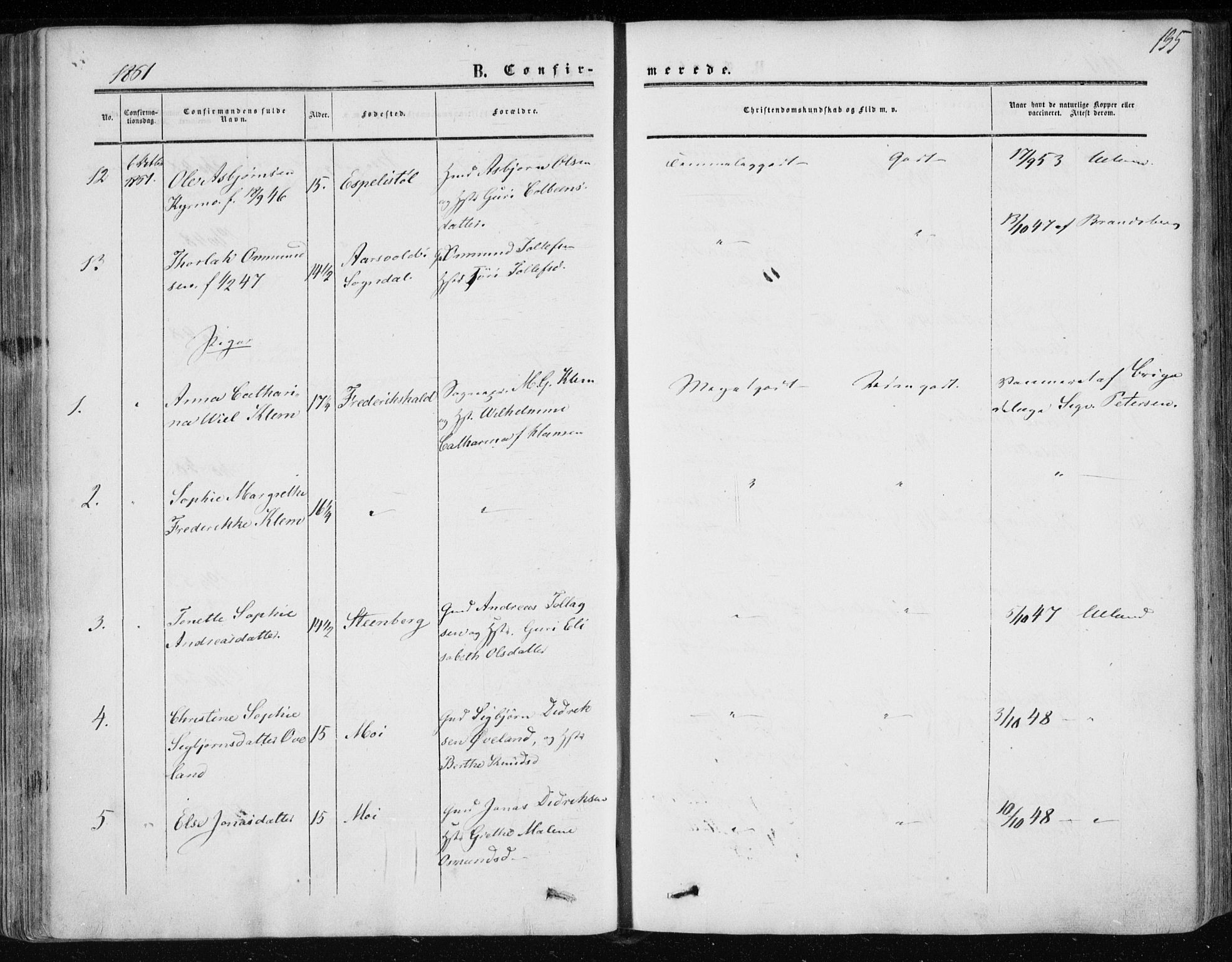 Lund sokneprestkontor, AV/SAST-A-101809/S06/L0009: Parish register (official) no. A 8, 1853-1877, p. 135