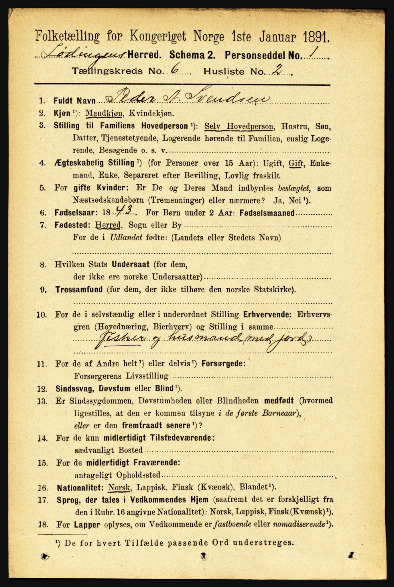 RA, 1891 census for 1851 Lødingen, 1891, p. 2760