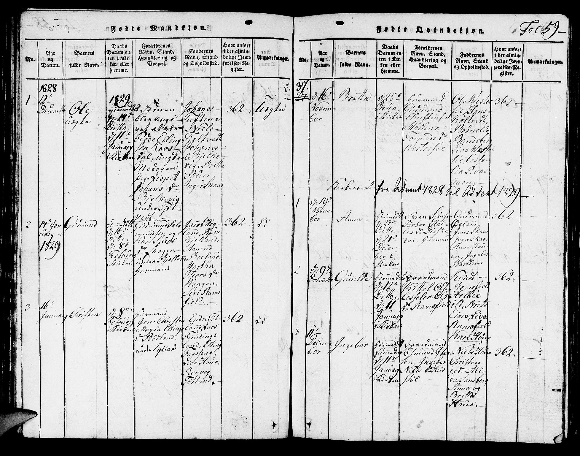 Hjelmeland sokneprestkontor, SAST/A-101843/01/V/L0001: Parish register (copy) no. B 1, 1816-1841, p. 59