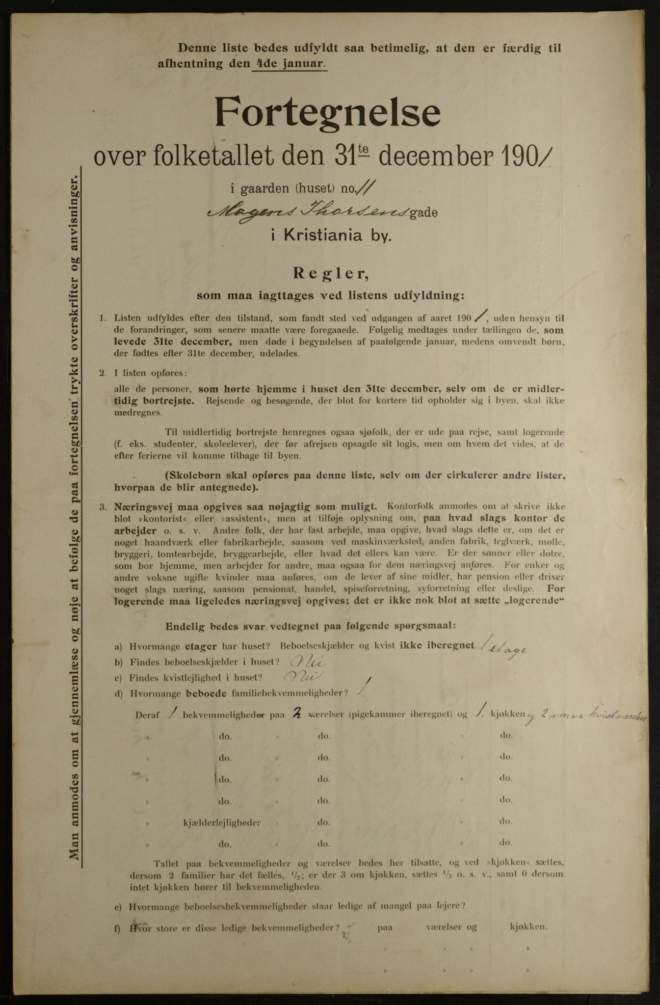 OBA, Municipal Census 1901 for Kristiania, 1901, p. 10085