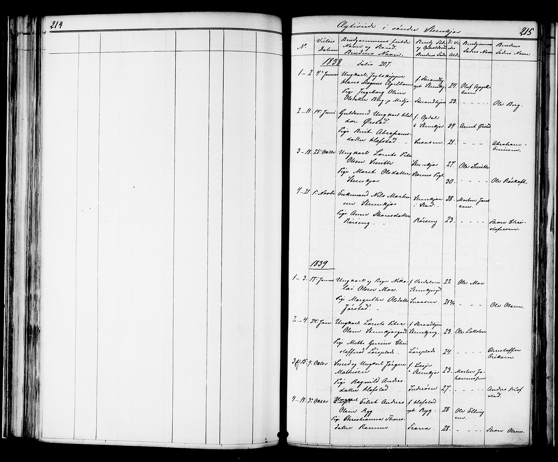 Ministerialprotokoller, klokkerbøker og fødselsregistre - Nord-Trøndelag, SAT/A-1458/739/L0367: Parish register (official) no. 739A01 /1, 1838-1868, p. 214-215